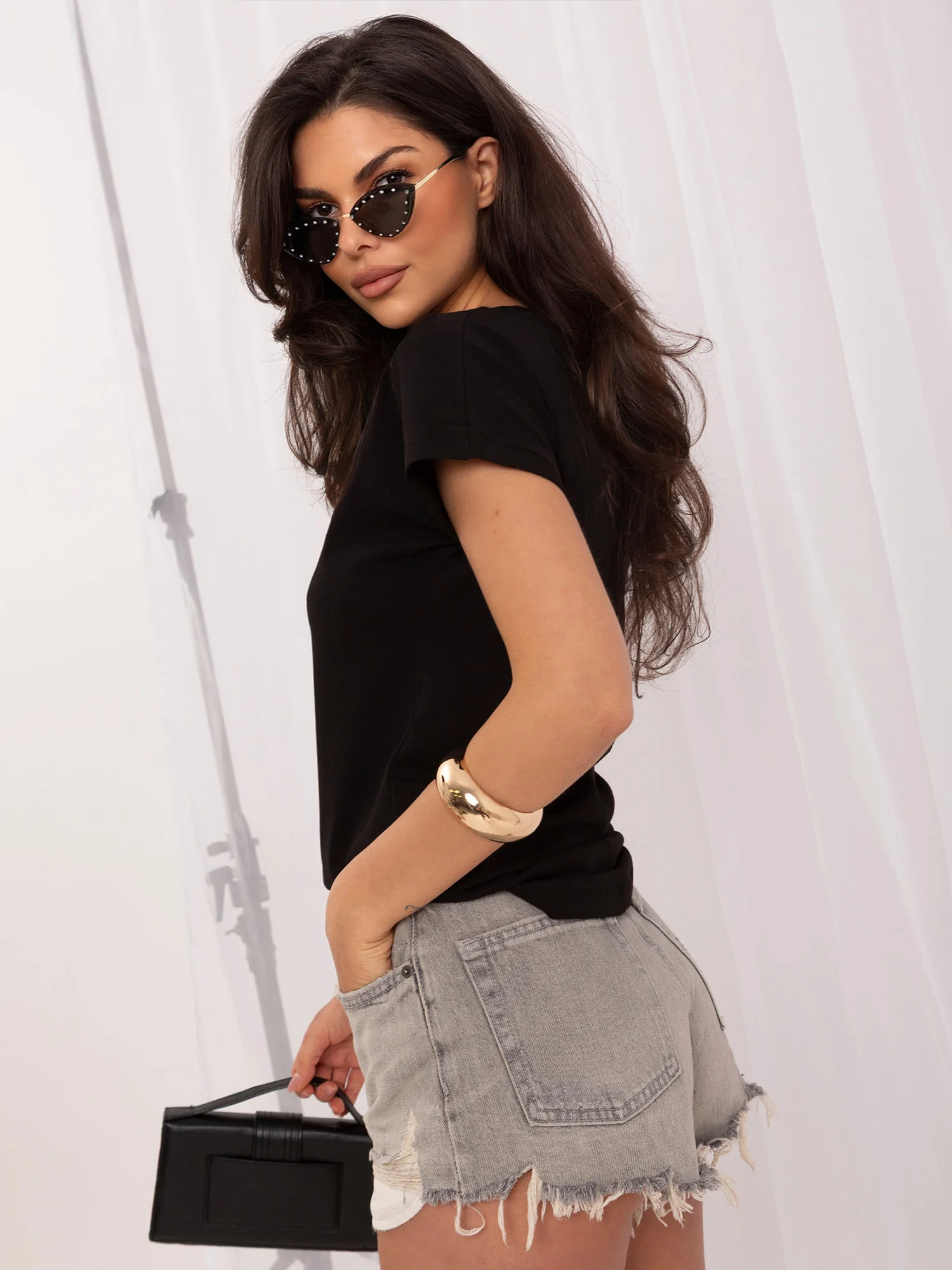 Tricou Dama Mini, Decolteu rotund, Vikki, Negru Casual - imagine 6