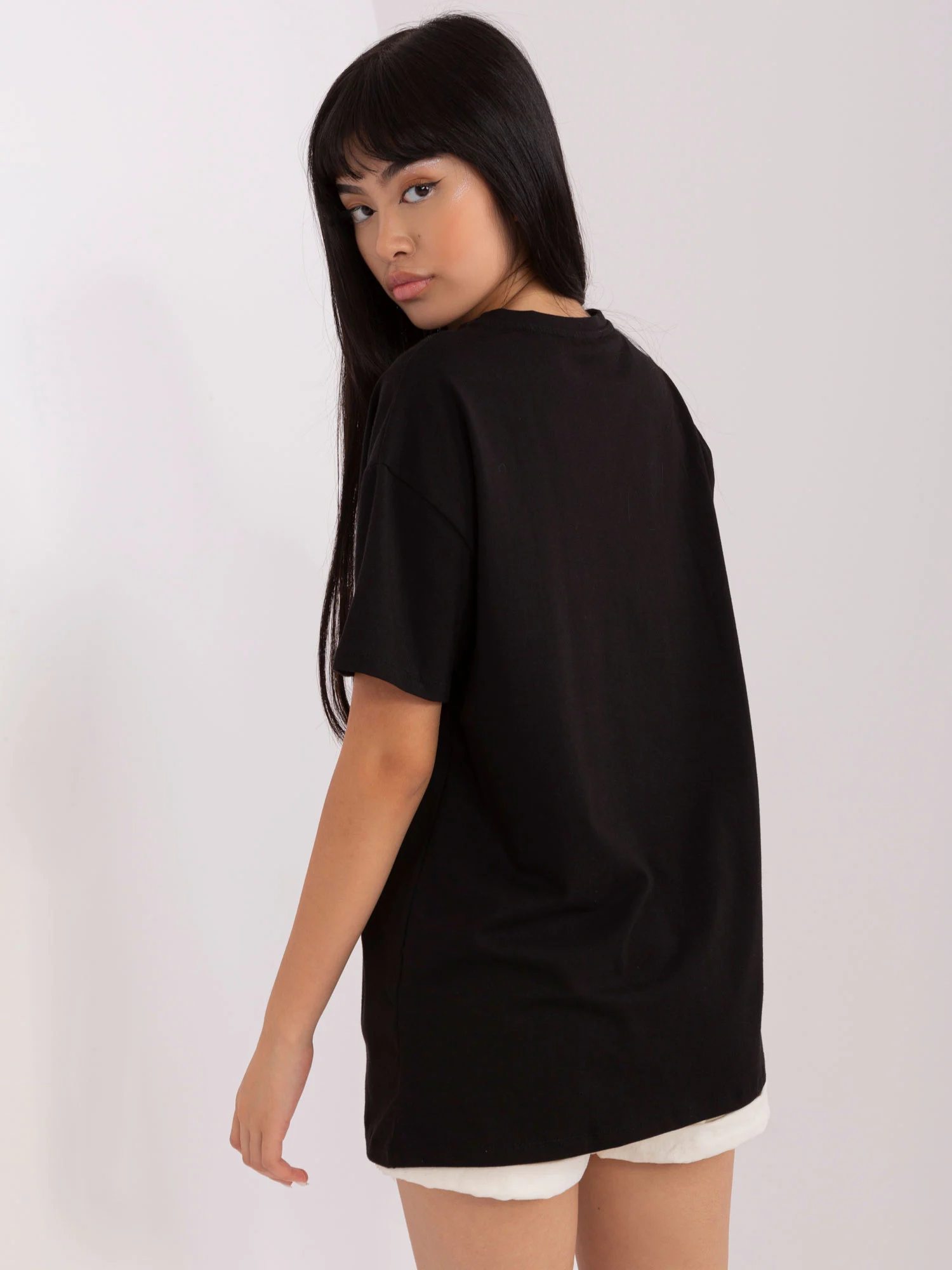 Tricou Dama Mini, Decolteu rotund, Och Bella, Negru Casual - imagine 5