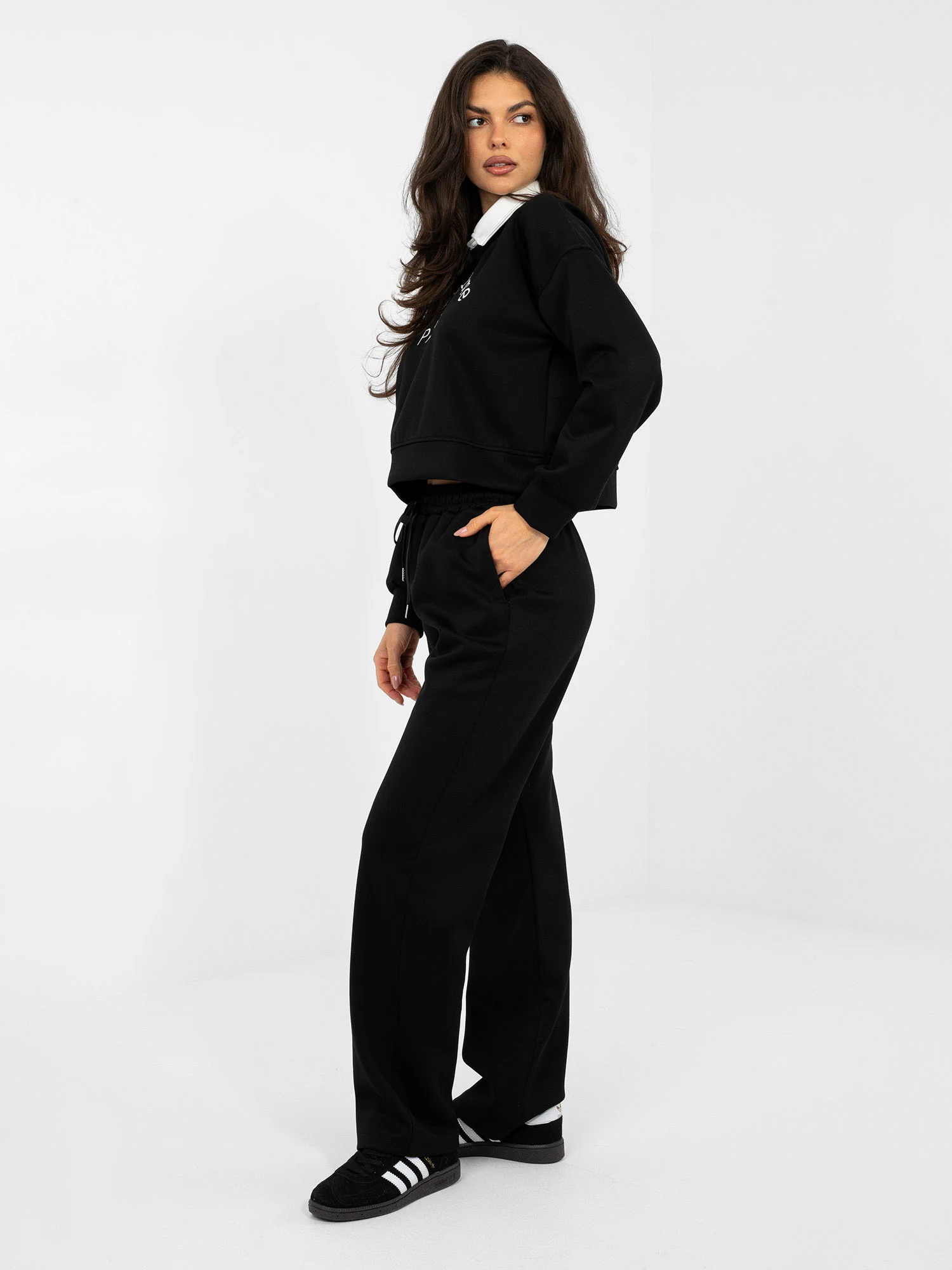 Compleu Dama Maneca lunga, Imprimat, ITALY MODA, Negru Casual - Image 3