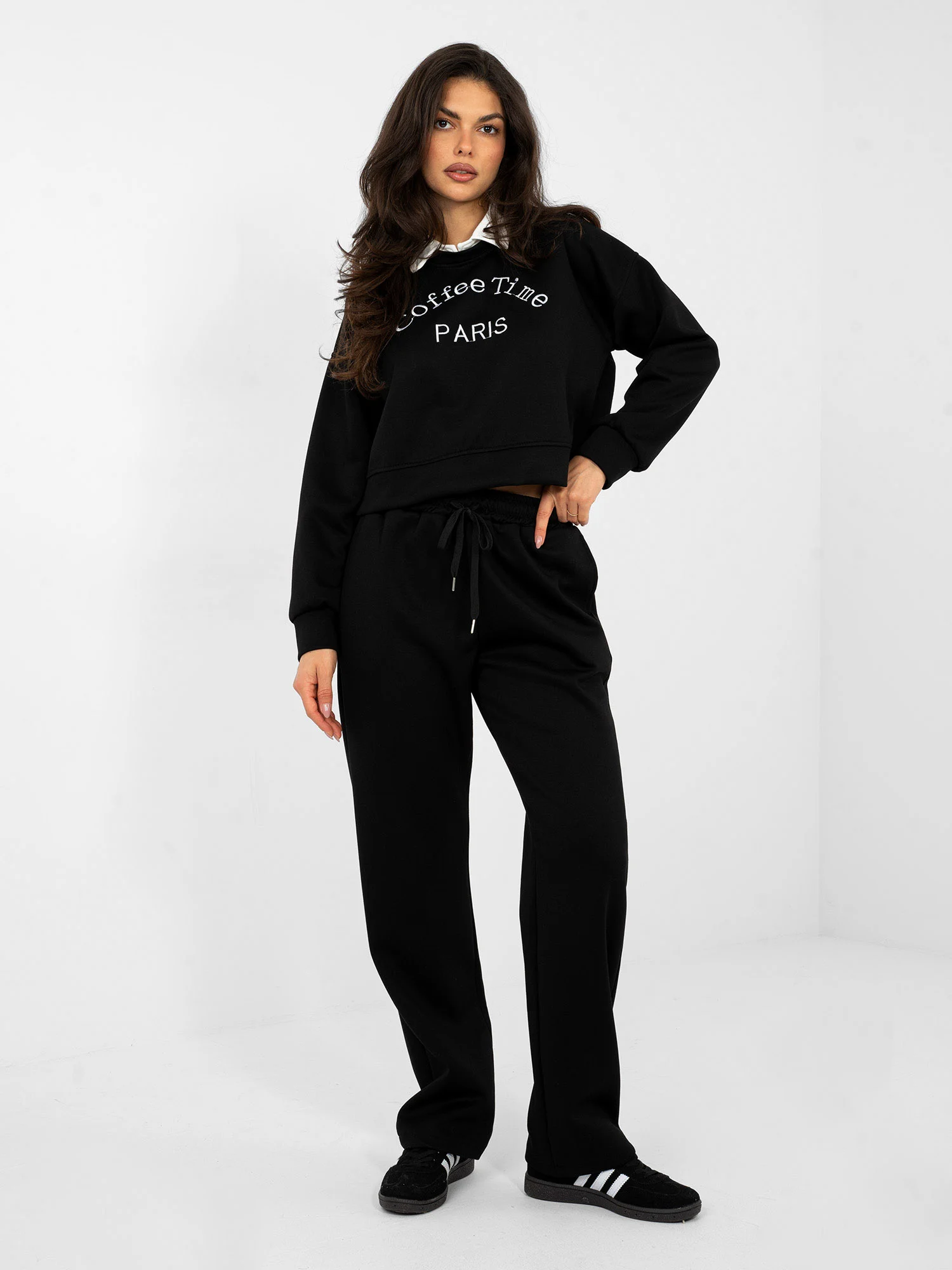 Compleu Dama Maneca lunga, Imprimat, ITALY MODA, Negru Casual - Image 2