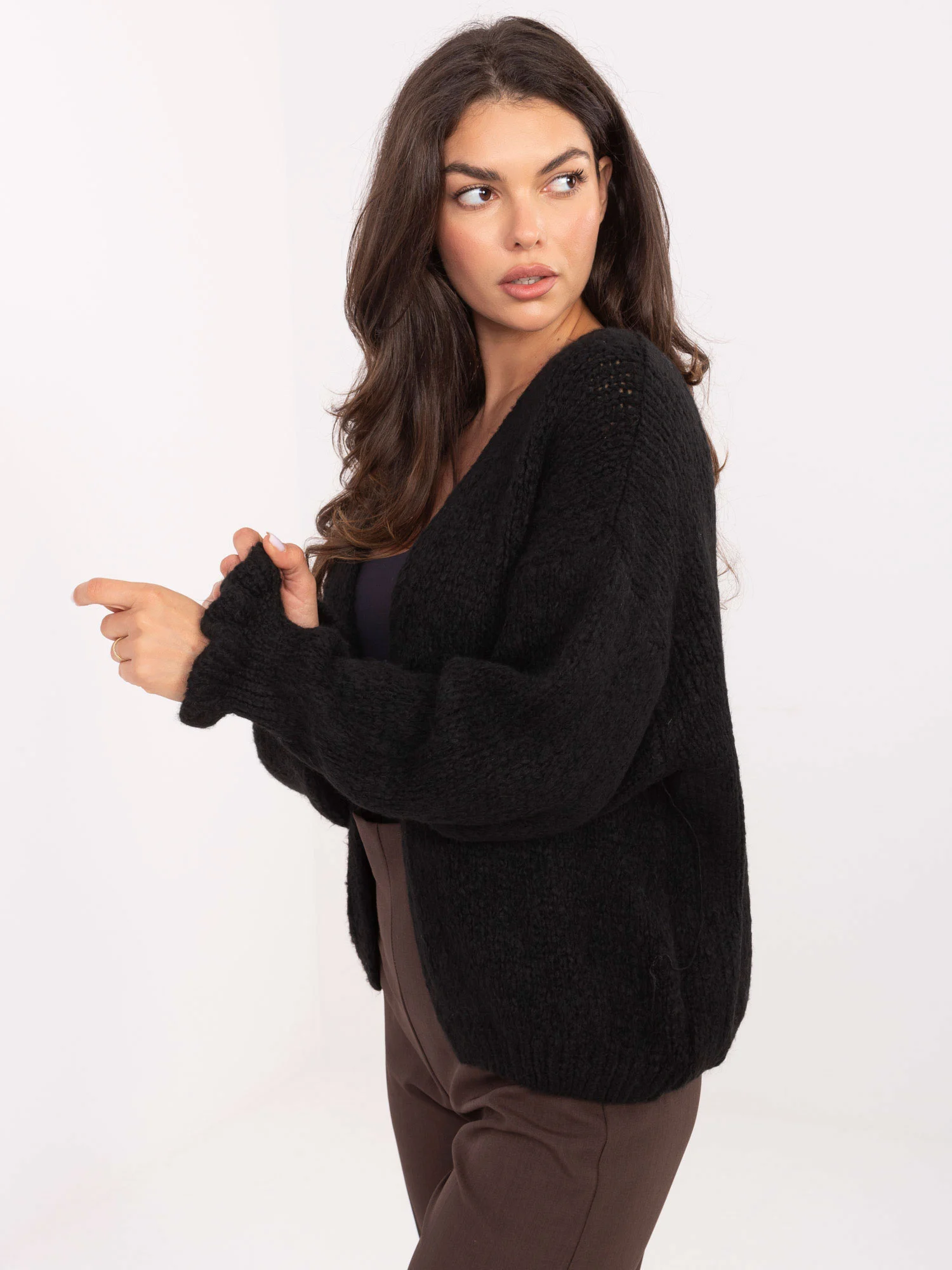 Pulover Dama Maneca lunga, Decolteu alt tip de decolteu, RUE PARIS, Negru Eleganta Office - imagine 3