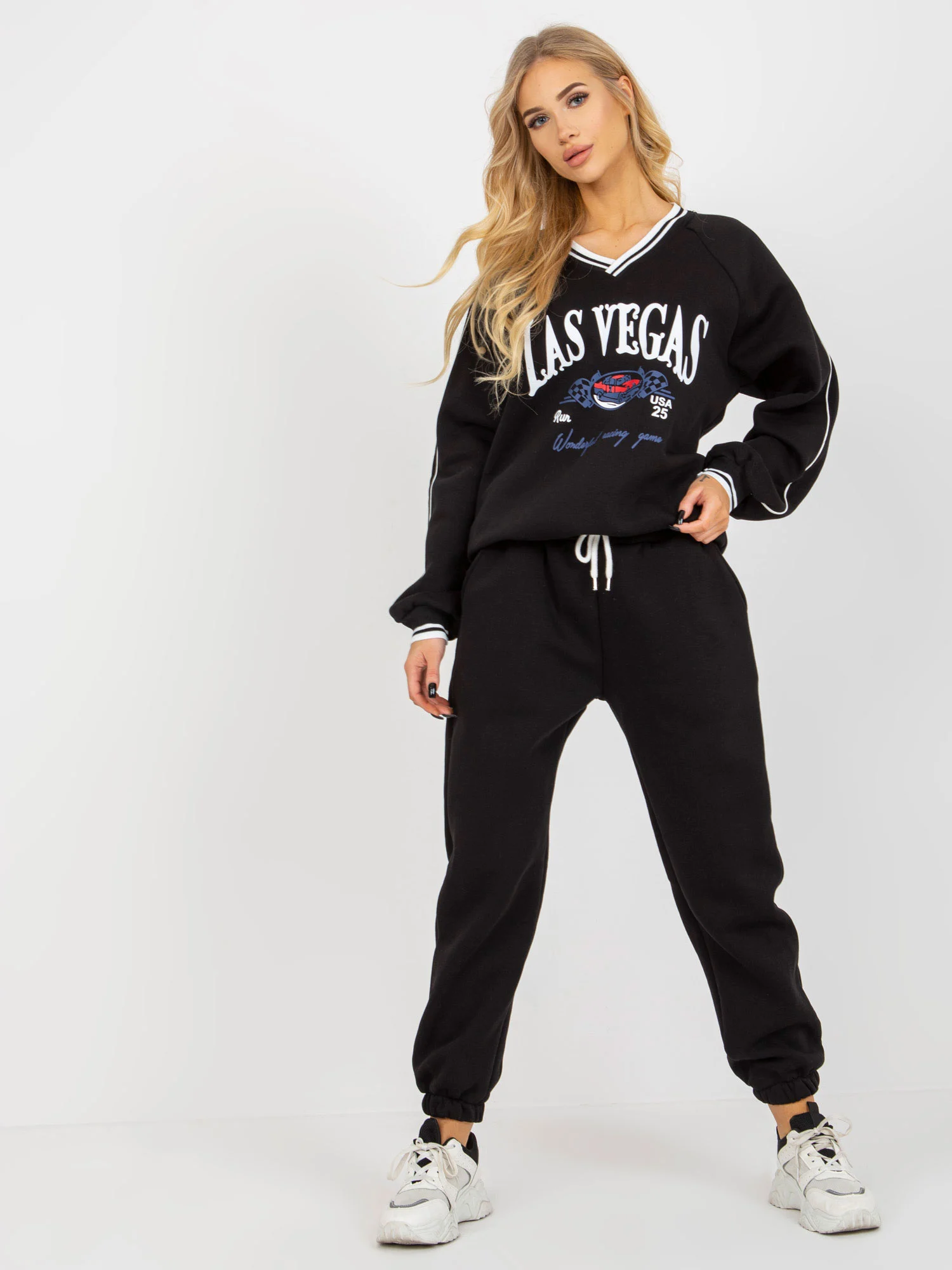 Compleu Dama Maneca lunga, Mansete elastice, ex moda, Negru Casual - imagine 2