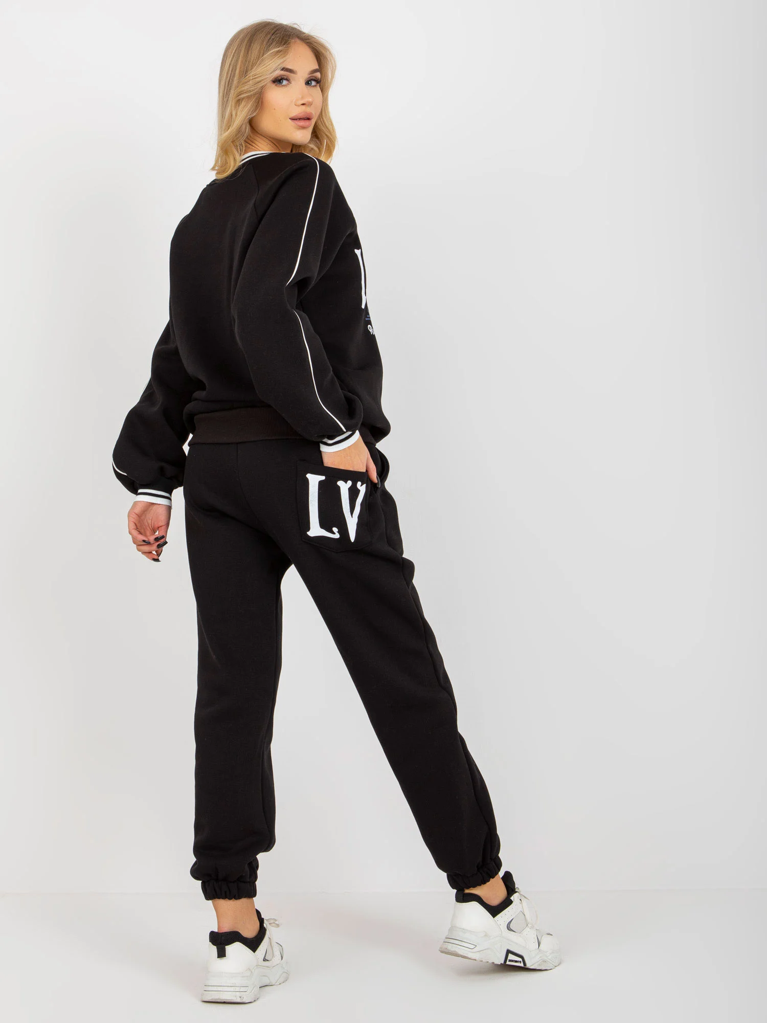 Compleu Dama Maneca lunga, Mansete elastice, ex moda, Negru Casual - imagine 3