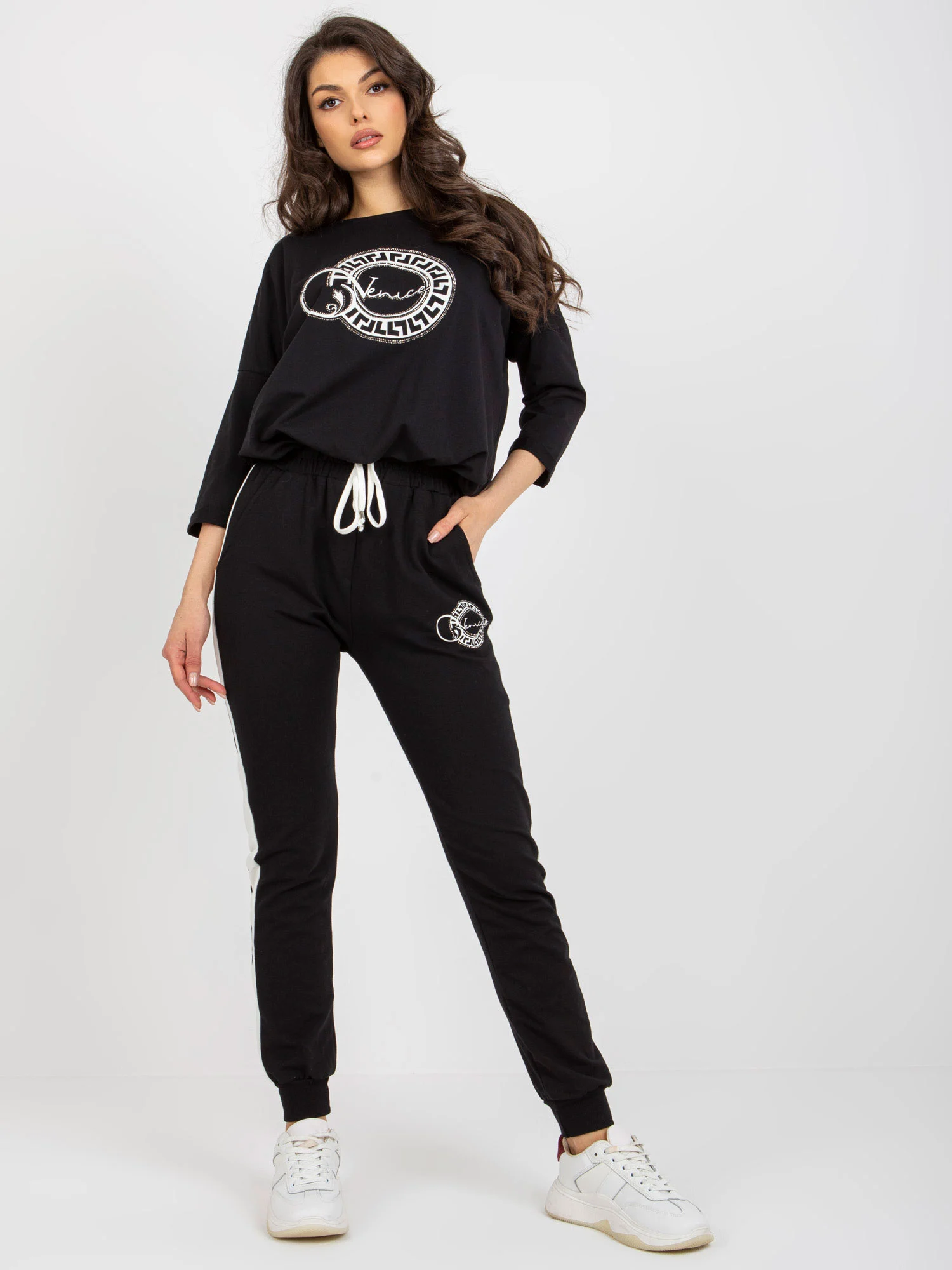 Compleu Dama Maneca 3/4, Mansete elastice, RELEVANCE, Negru Casual - imagine 2