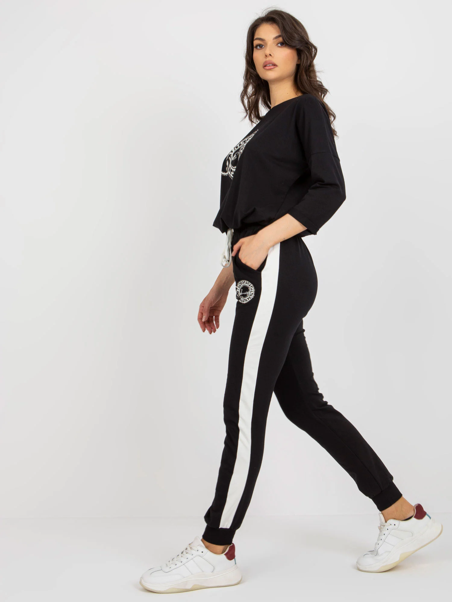 Compleu Dama Maneca 3/4, Mansete elastice, RELEVANCE, Negru Casual - imagine 3