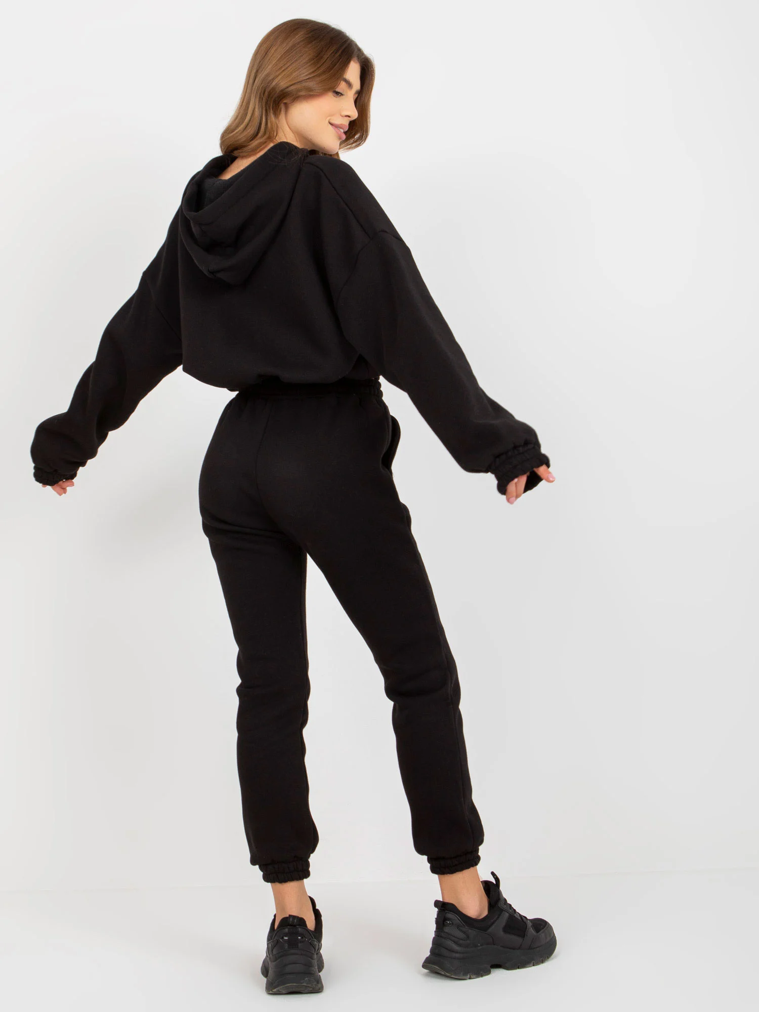 Compleu Dama Maneca lunga, Mansete elastice, ex moda, Negru Casual - imagine 3