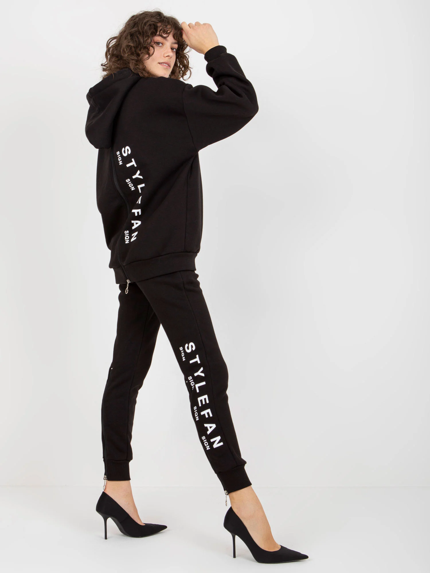 Compleu Dama Maneca lunga, Mansete elastice, My Red Lips, Negru Casual - imagine 3