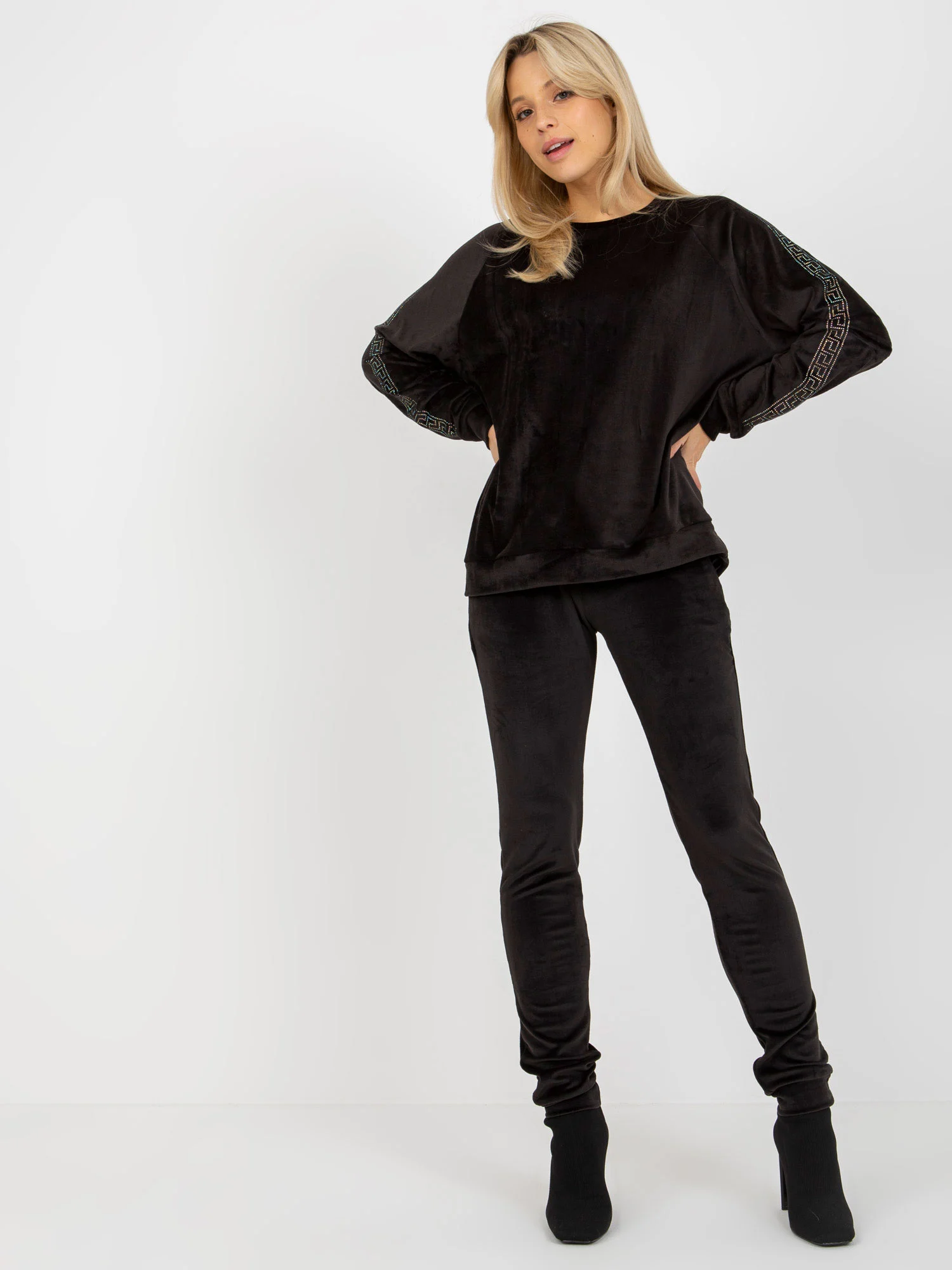 Compleu Dama Maneca lunga, Mansete elastice, RELEVANCE, Negru Casual - imagine 3