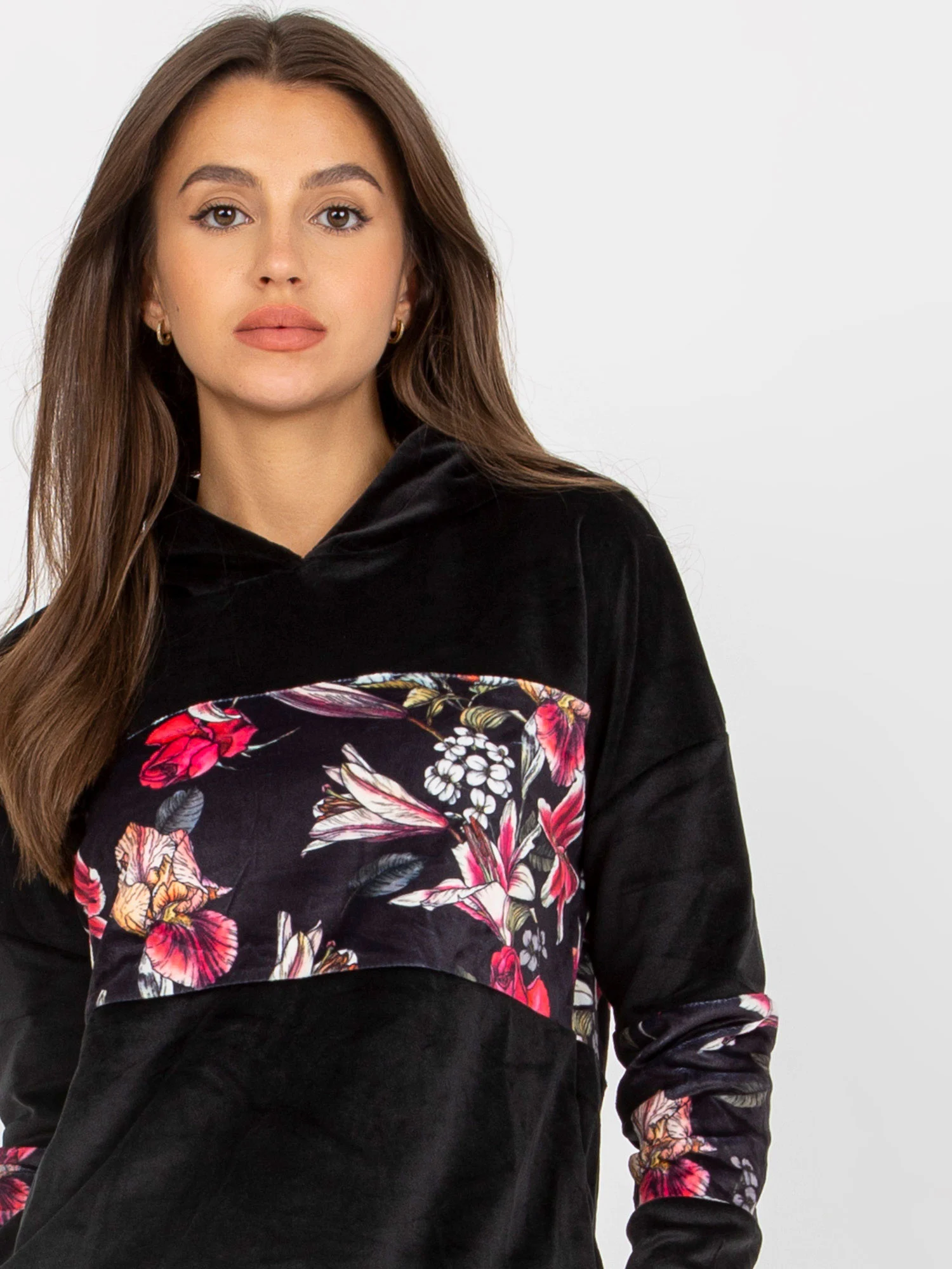 Compleu Dama Maneca lunga, Floral, RUE PARIS, Negru Casual - imagine 8