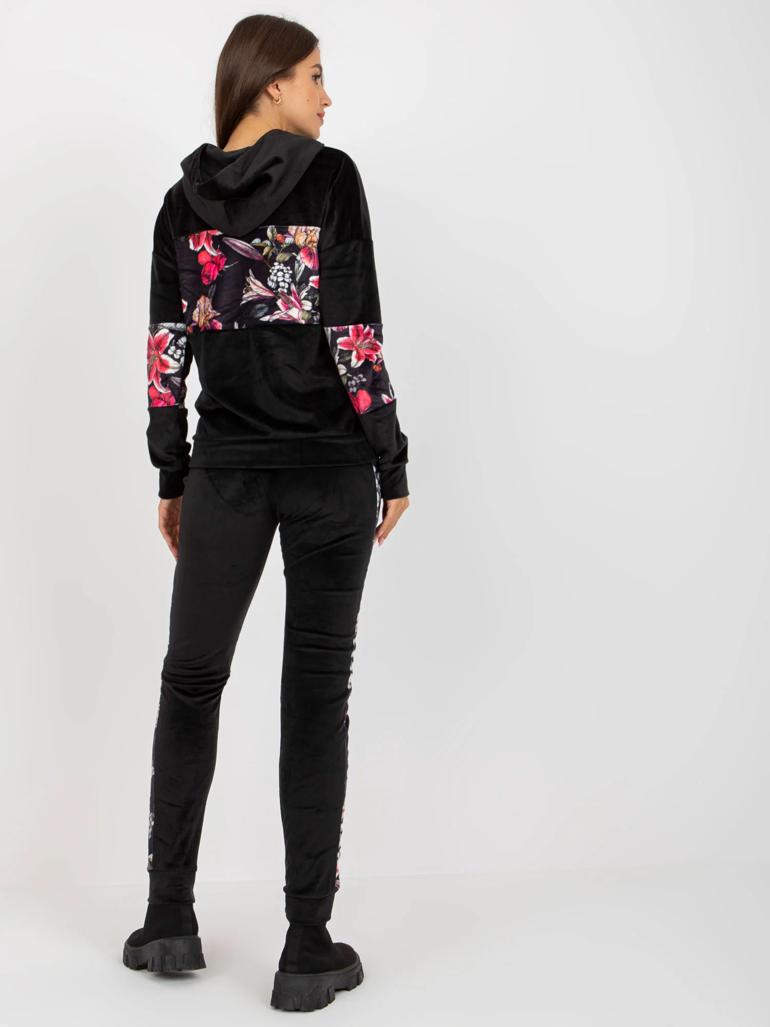 Compleu Dama Maneca lunga, Floral, RUE PARIS, Negru Casual - imagine 6