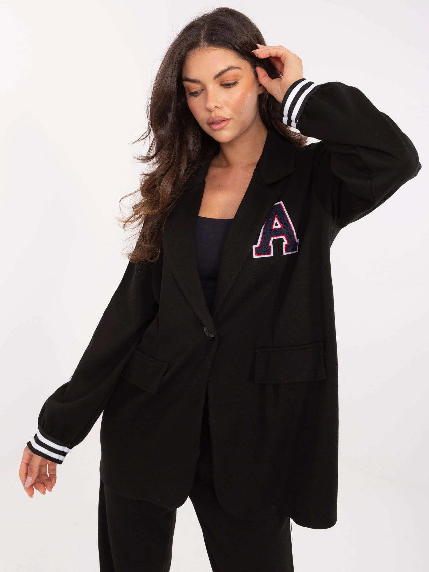 Compleu Dama Maneca lunga, Conica, RUE PARIS, Negru Casual - imagine 6