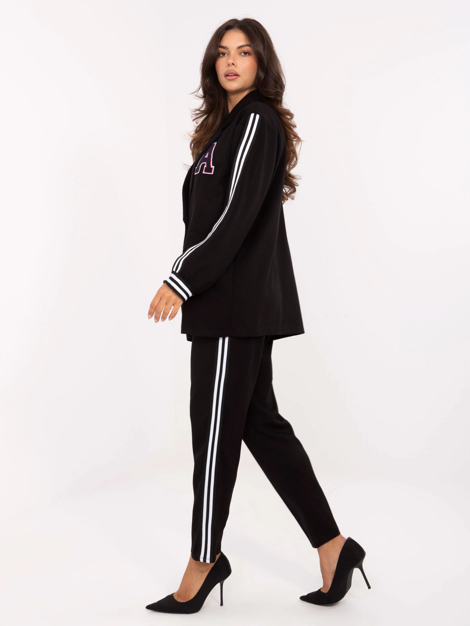 Compleu Dama Maneca lunga, Conica, RUE PARIS, Negru Casual - imagine 3