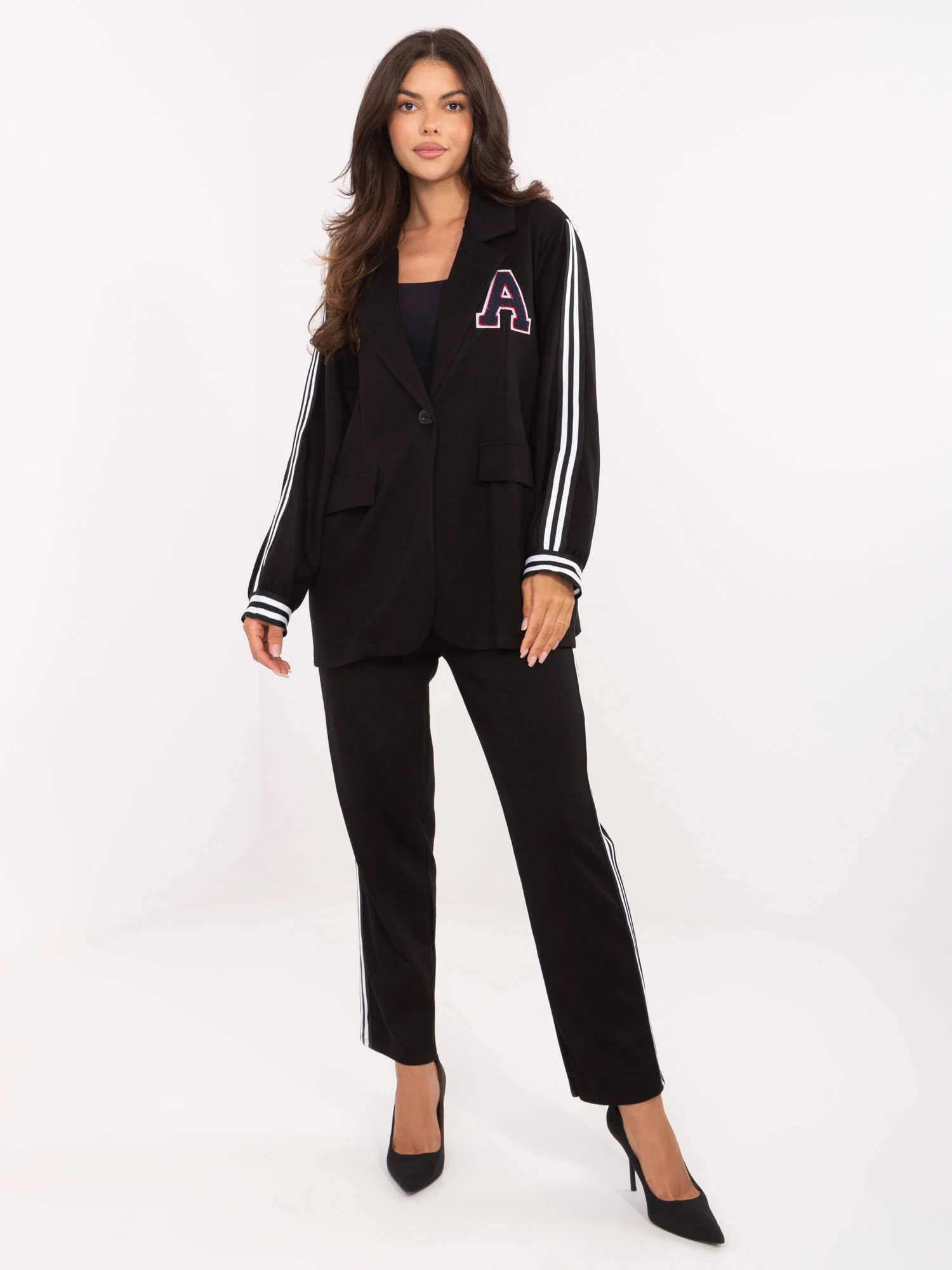 Compleu Dama Maneca lunga, Conica, RUE PARIS, Negru Casual - imagine 2