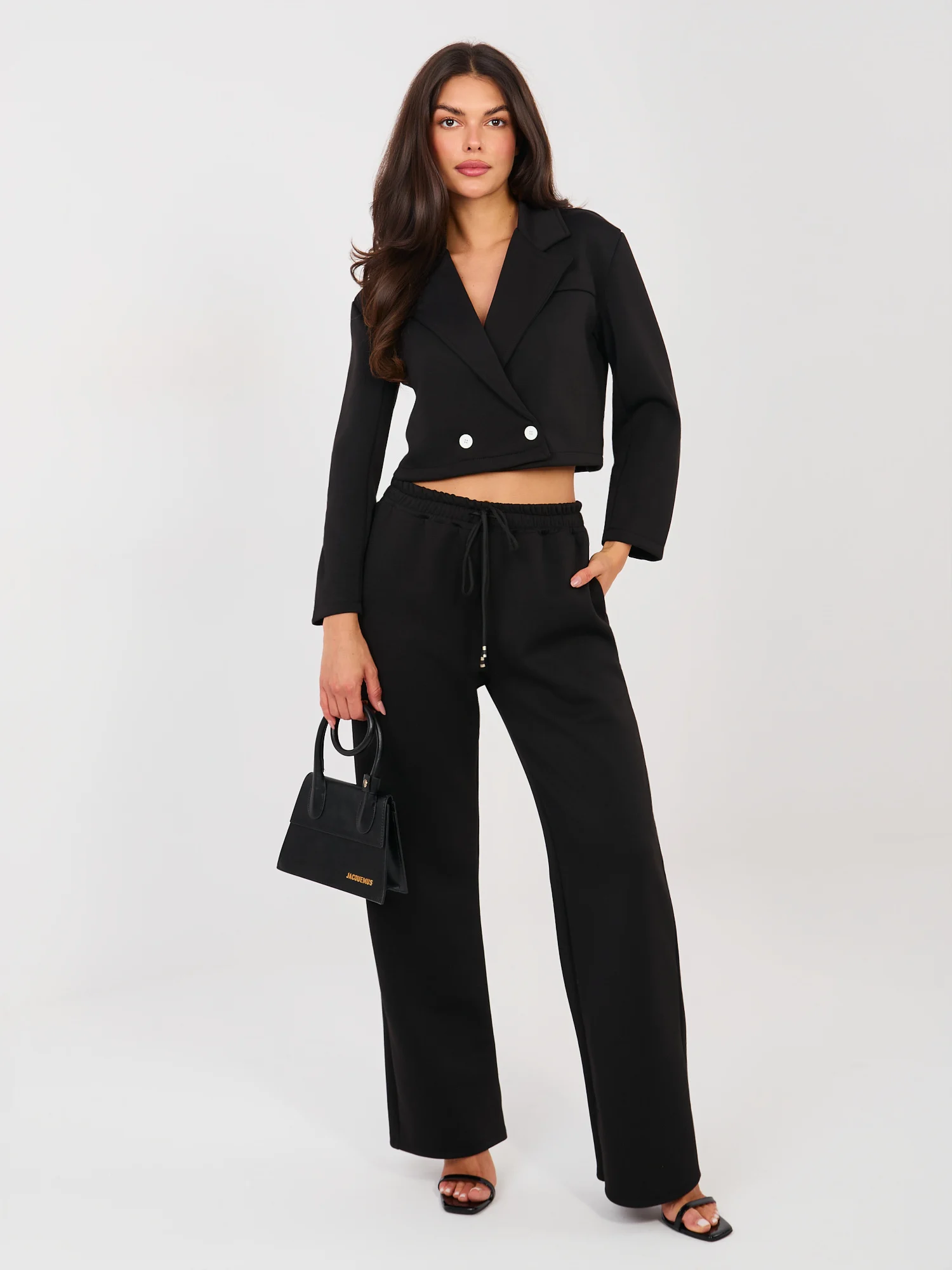 Compleu Dama Maneca lunga, Dreapta, RUE PARIS, Negru Eleganta Office - imagine 2