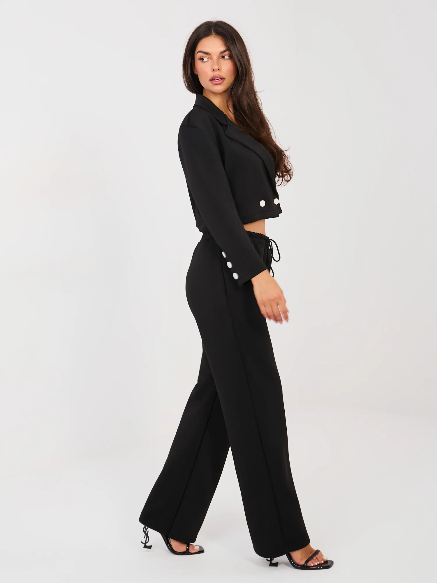 Compleu Dama Maneca lunga, Dreapta, RUE PARIS, Negru Eleganta Office - imagine 4