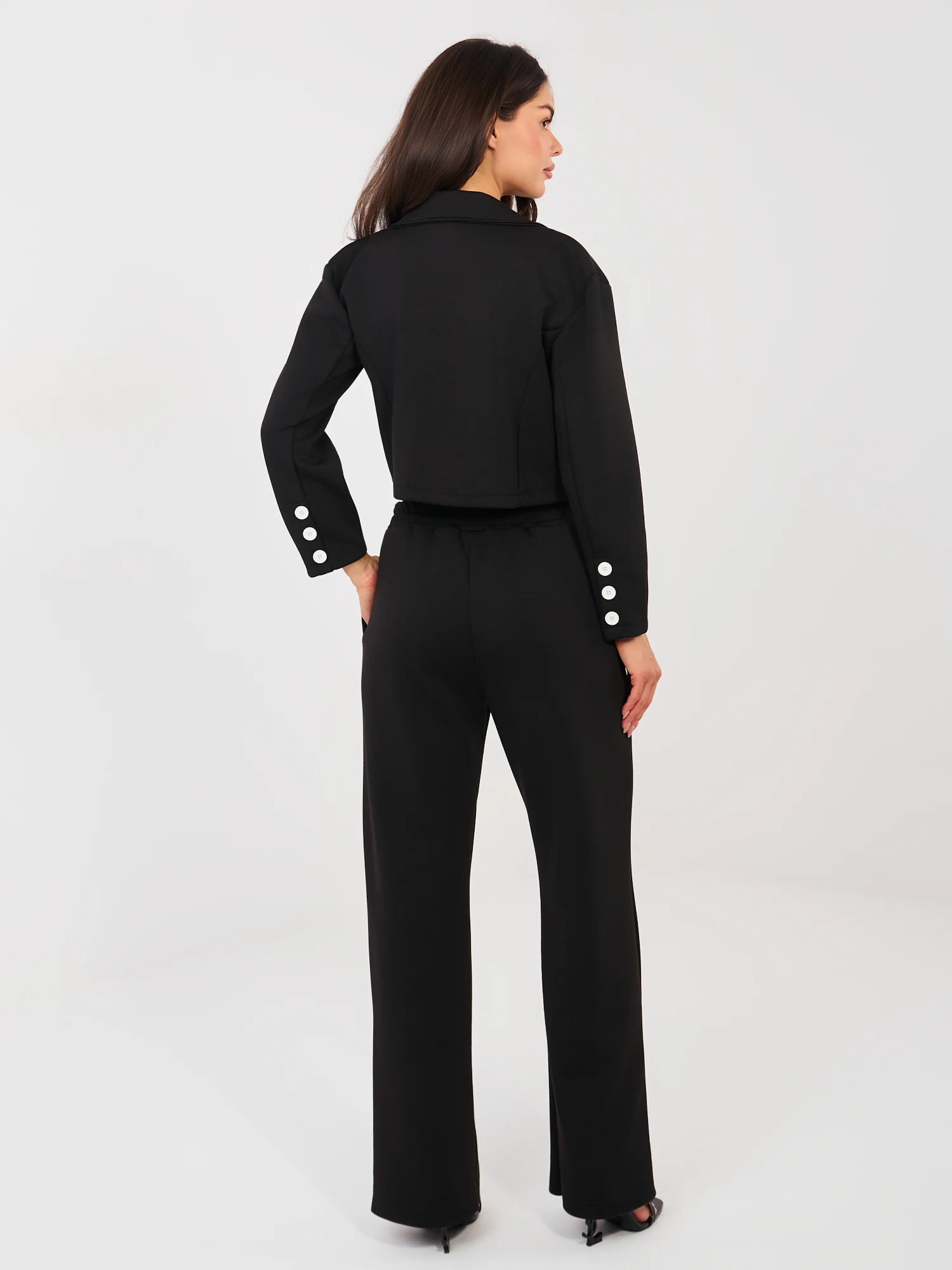 Compleu Dama Maneca lunga, Dreapta, RUE PARIS, Negru Eleganta Office - imagine 6