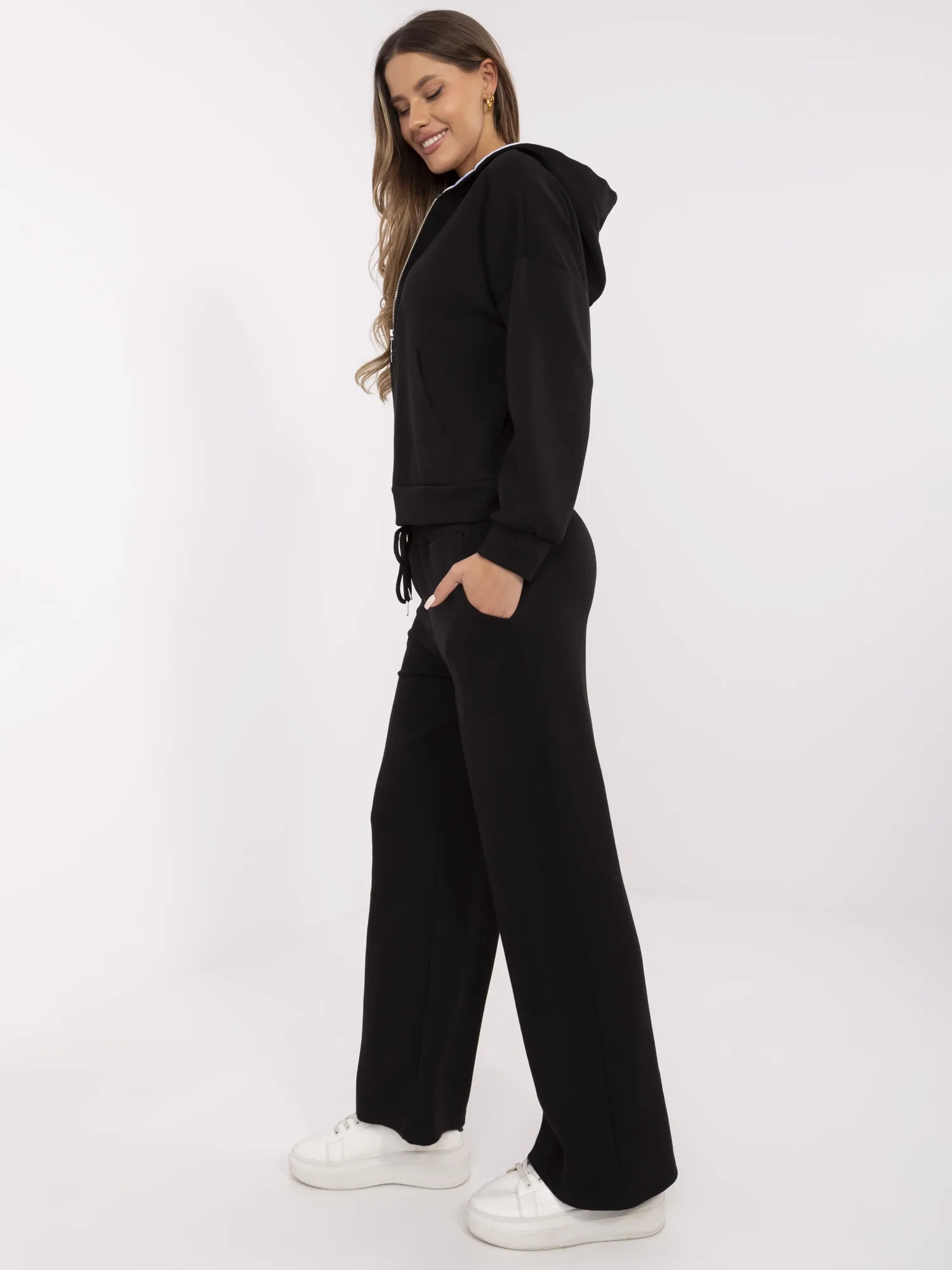 Compleu Dama Maneca lunga, Dreapta, ITALY MODA, Negru Casual - Image 3