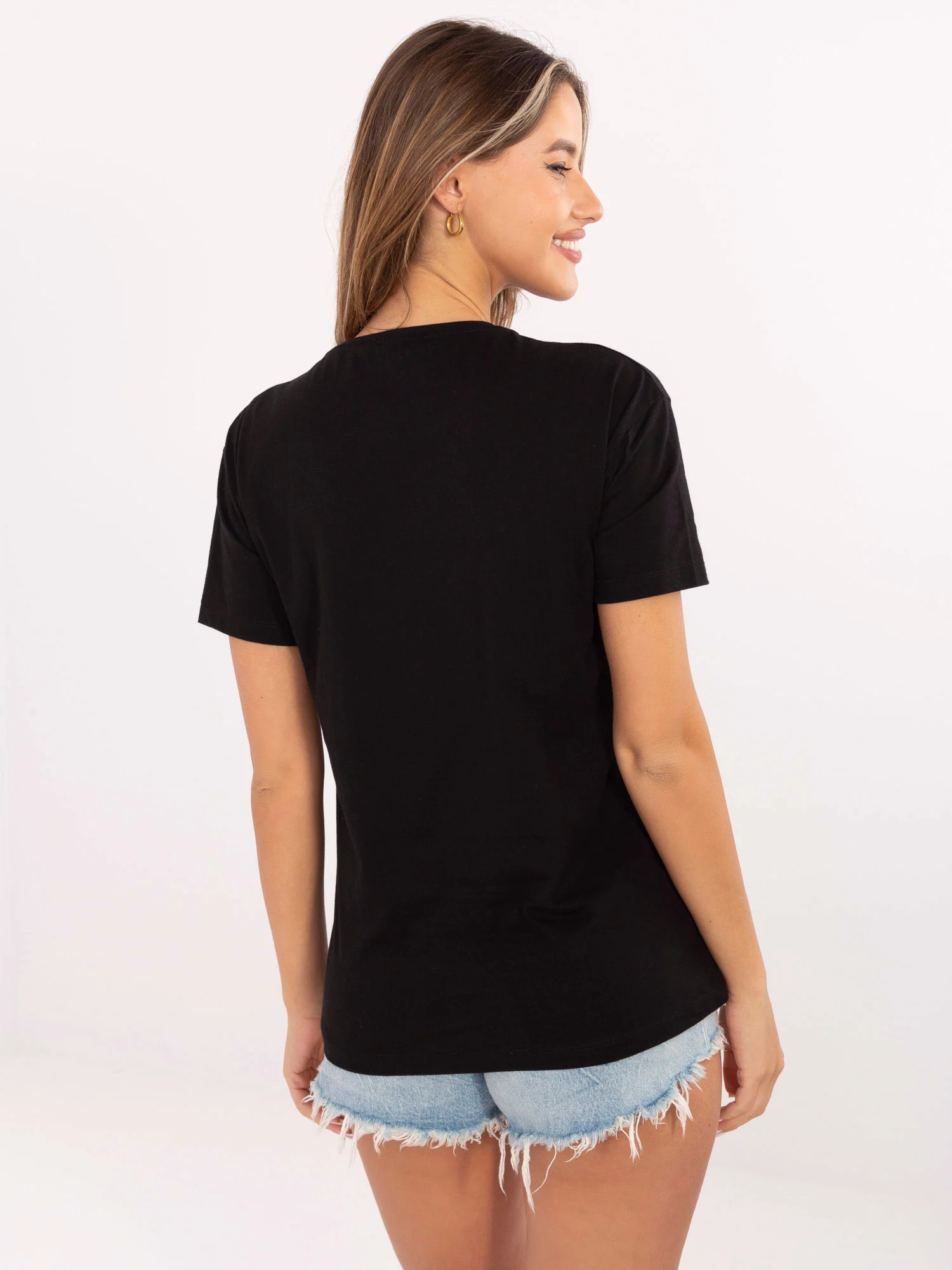Tricou Dama Animal print, Decolteu rotund, H&B, Negru - imagine 3
