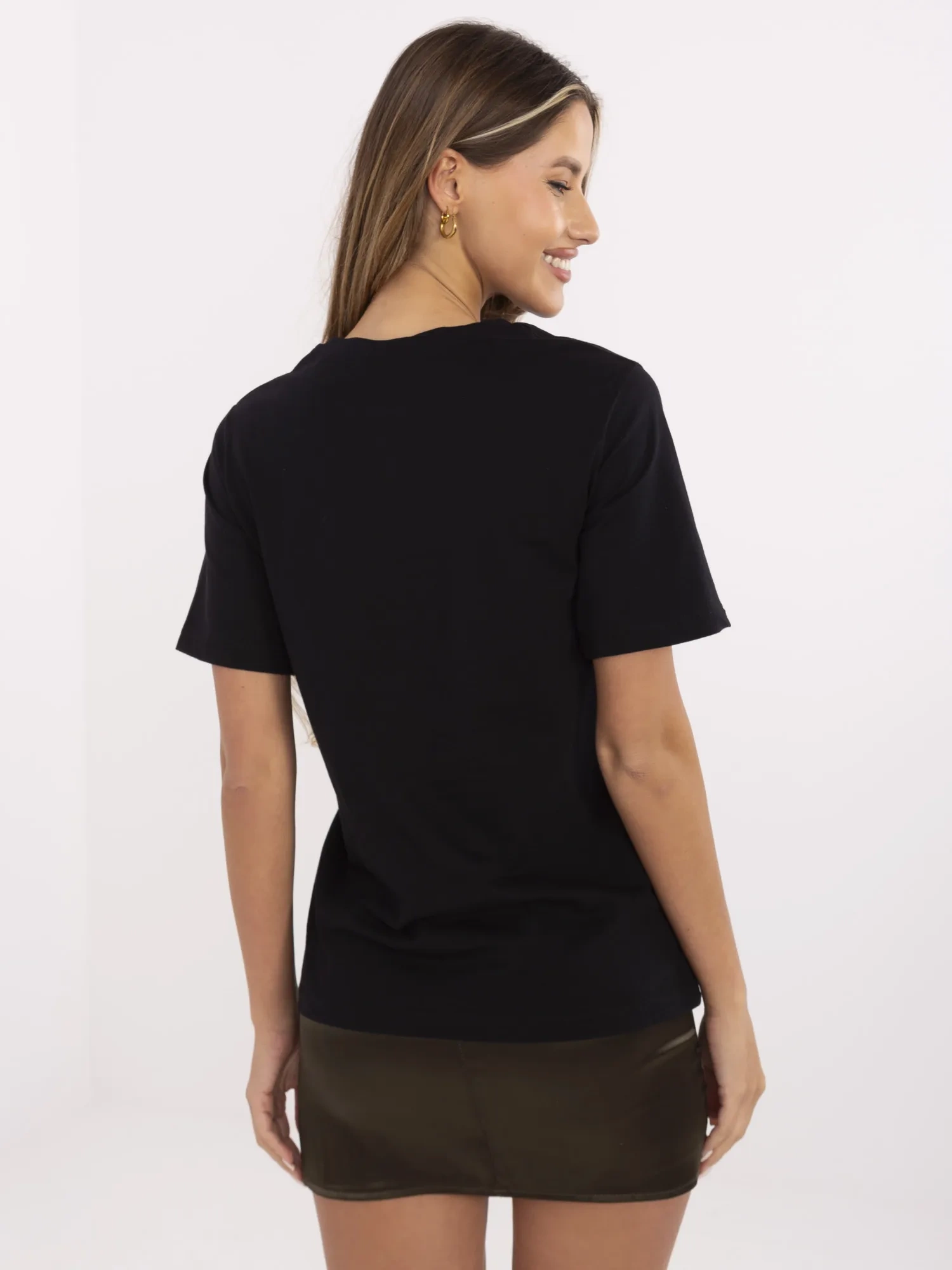 Tricou Dama Mini, Decolteu rotund, PEPPER & MINT, Negru - imagine 3