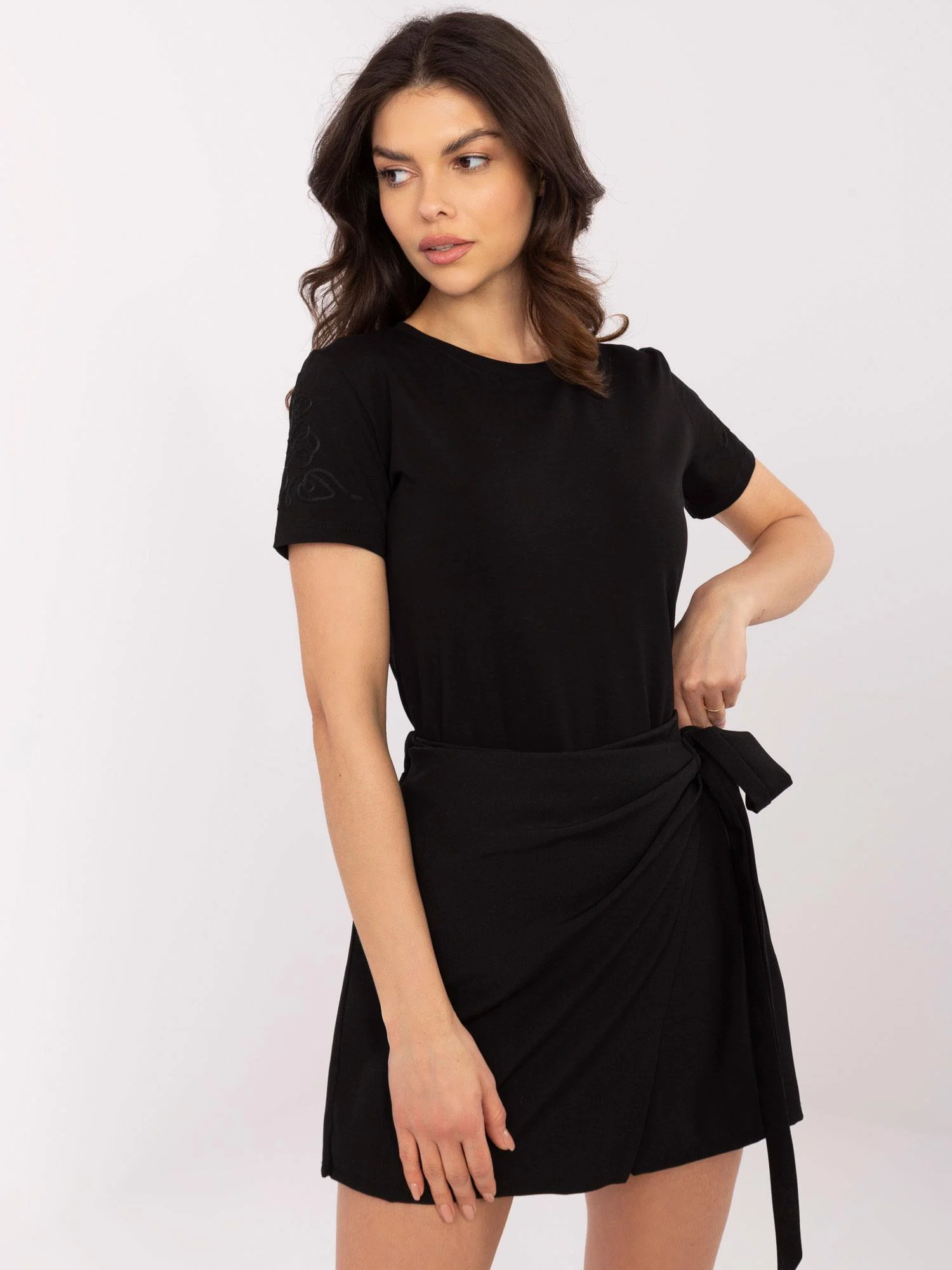 Tricou Dama Mini, Decolteu rotund, RELEVANCE, Negru Casual - imagine 5