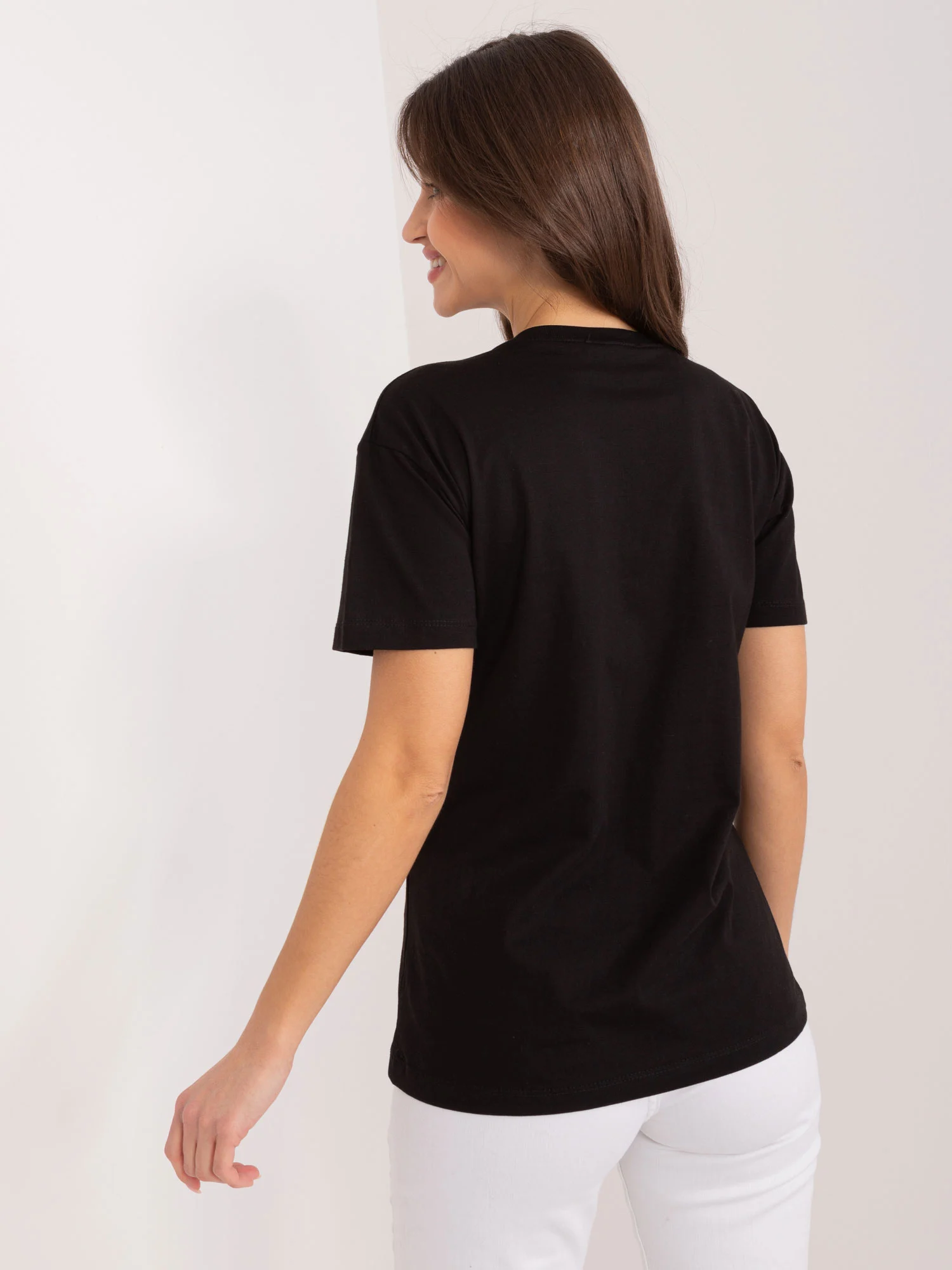Tricou Dama Mini, Decolteu rotund, MINT, Negru Casual - imagine 5