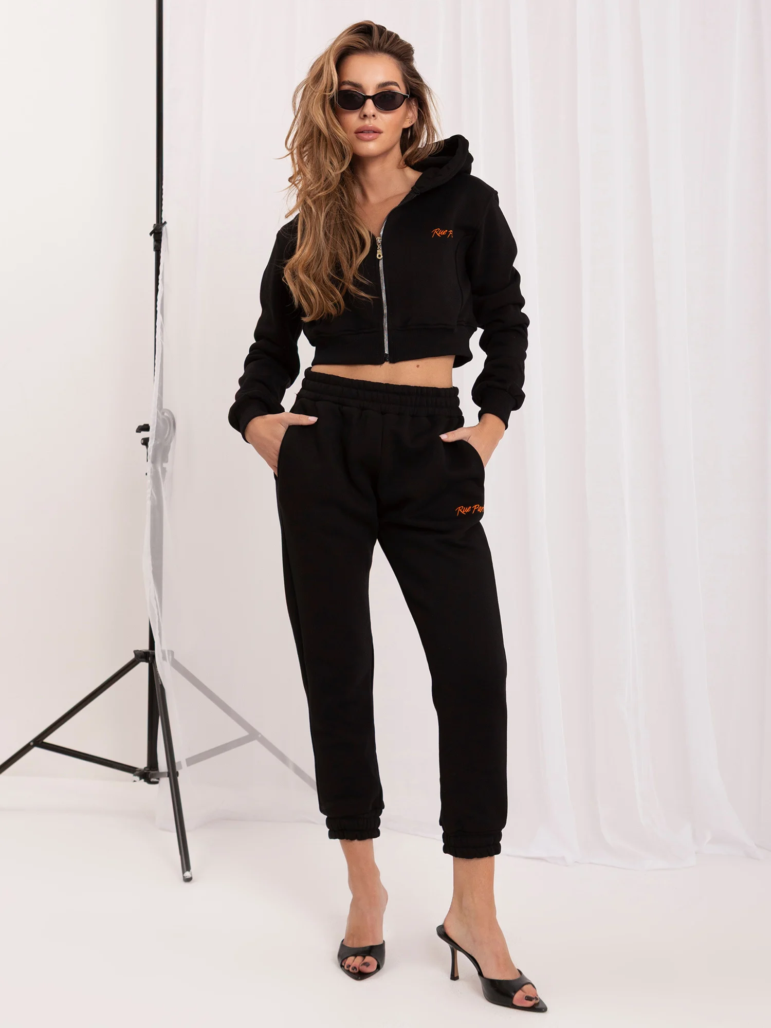 Compleu Dama Maneca lunga, Decolteu cu gluga, RUE PARIS, Negru - imagine 5