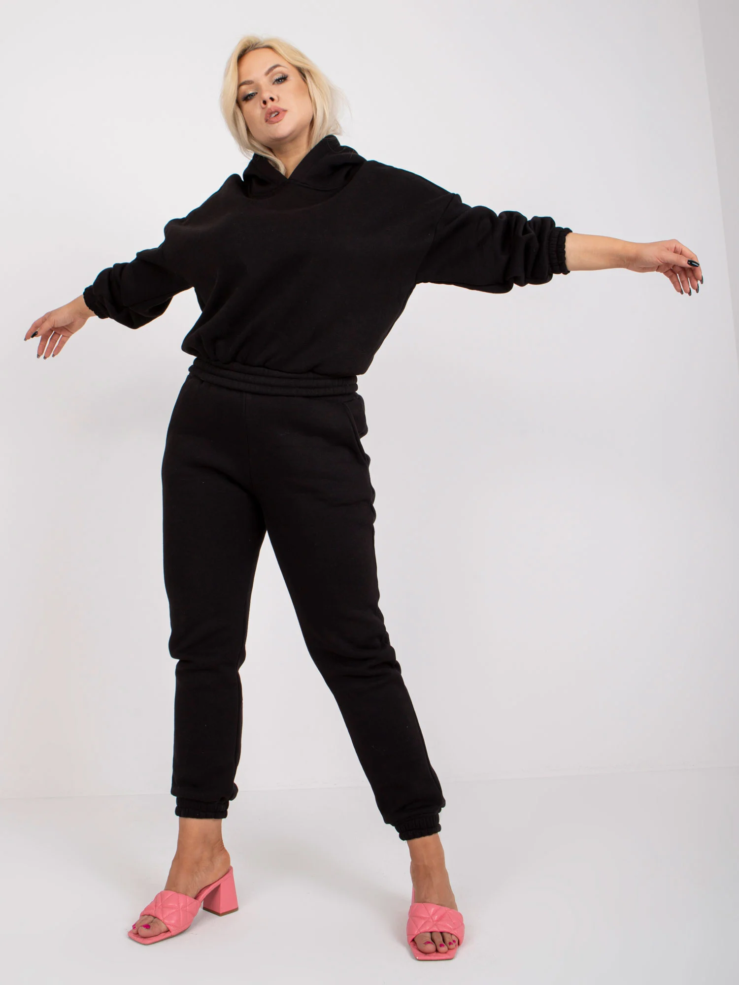 Compleu Dama Maneca lunga, Mansete elastice, Pointx, Negru Casual - imagine 3