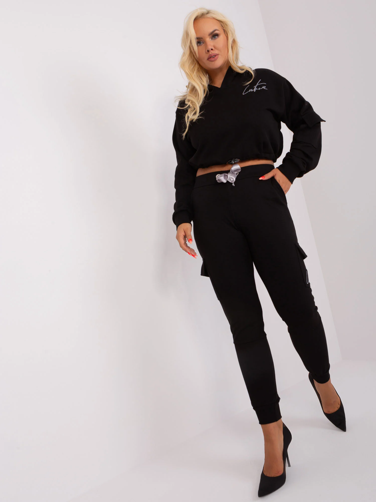 Compleu Dama Maneca lunga, Sport, Lily Rose, Negru Casual - imagine 4