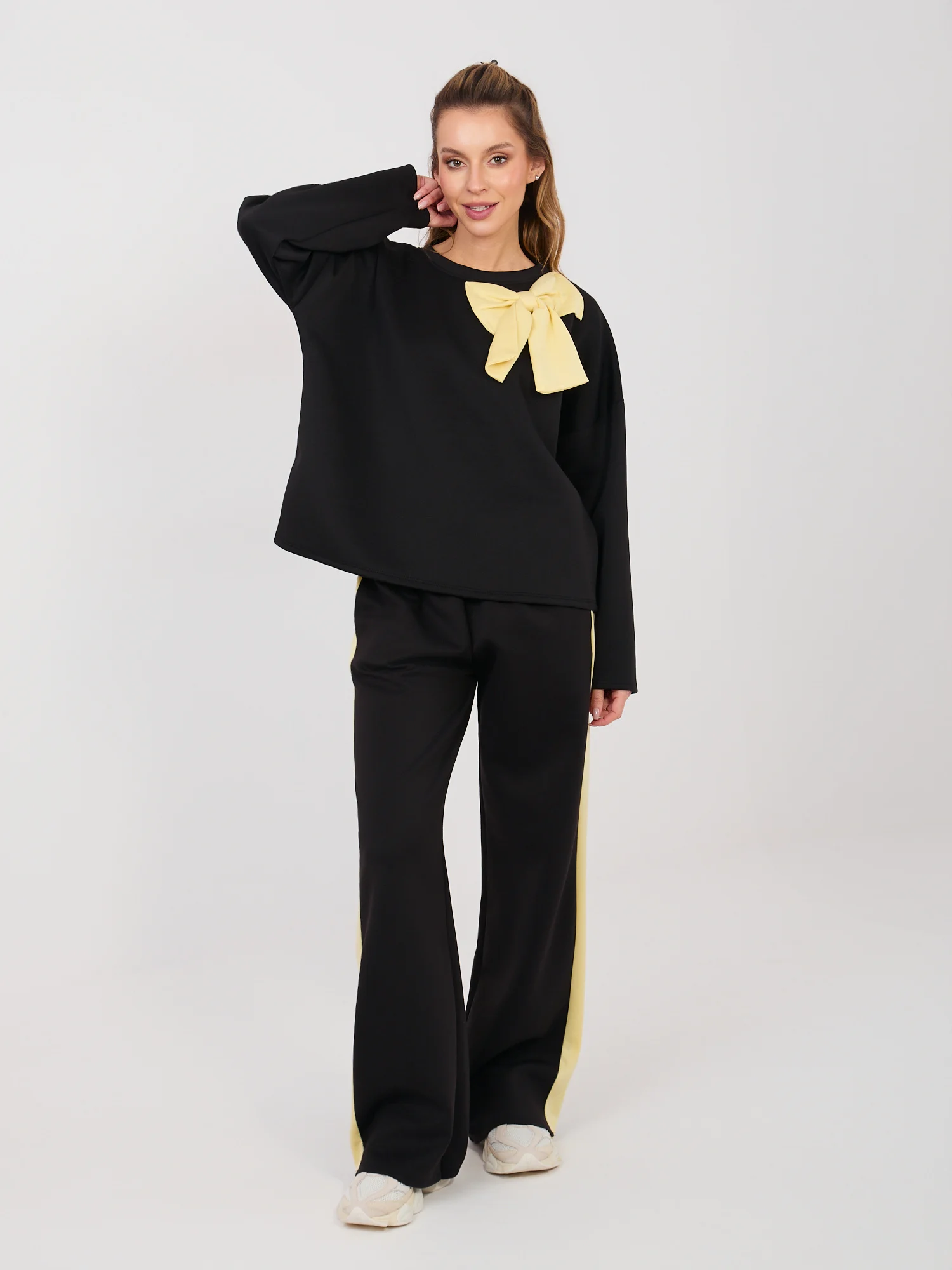 Compleu Dama Maneca lunga, Larga, RUE PARIS, Negru Casual - Image 2