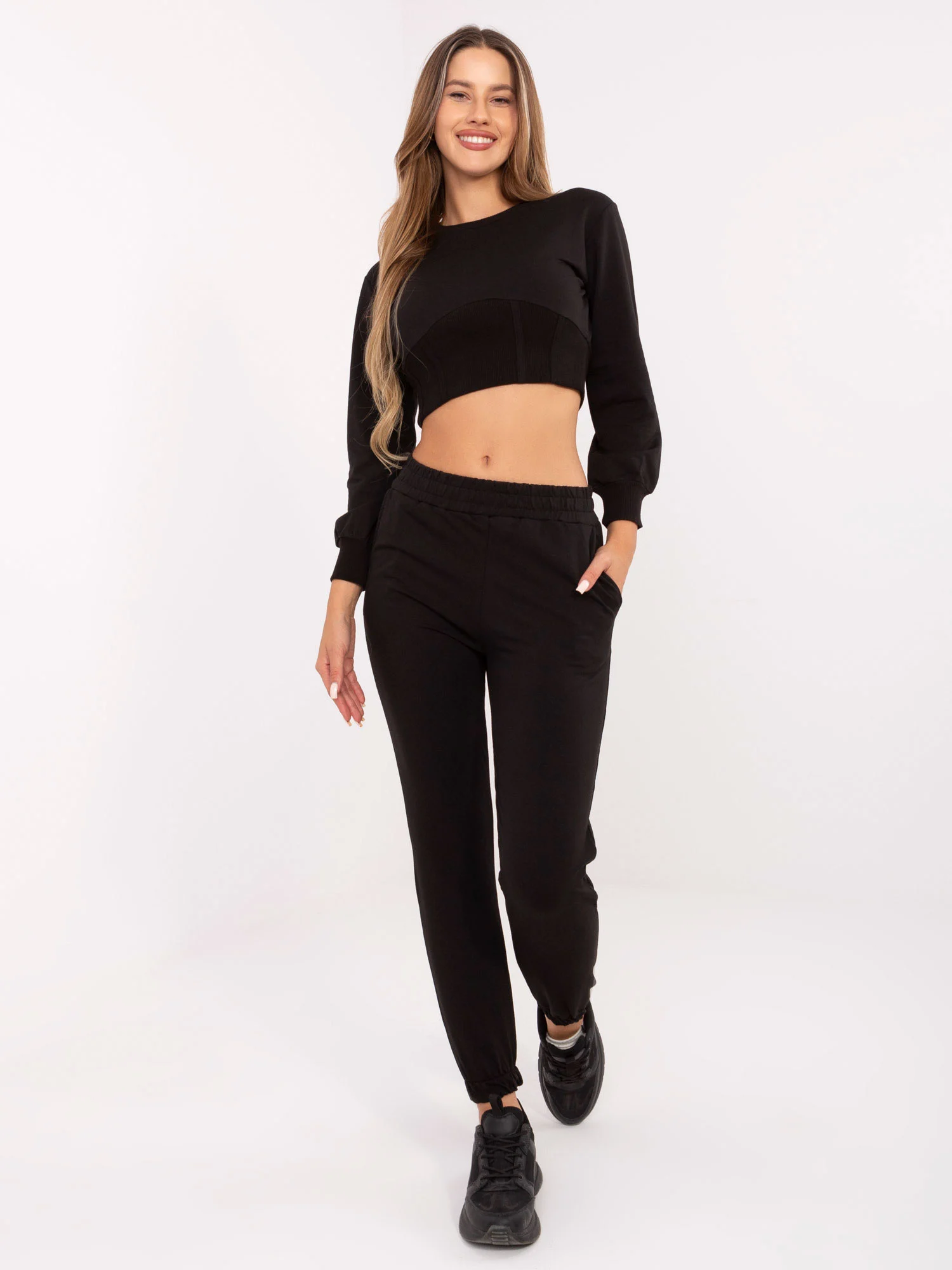 Compleu Dama Maneca lunga, Decolteu rotund, RUE PARIS, Negru - imagine 5