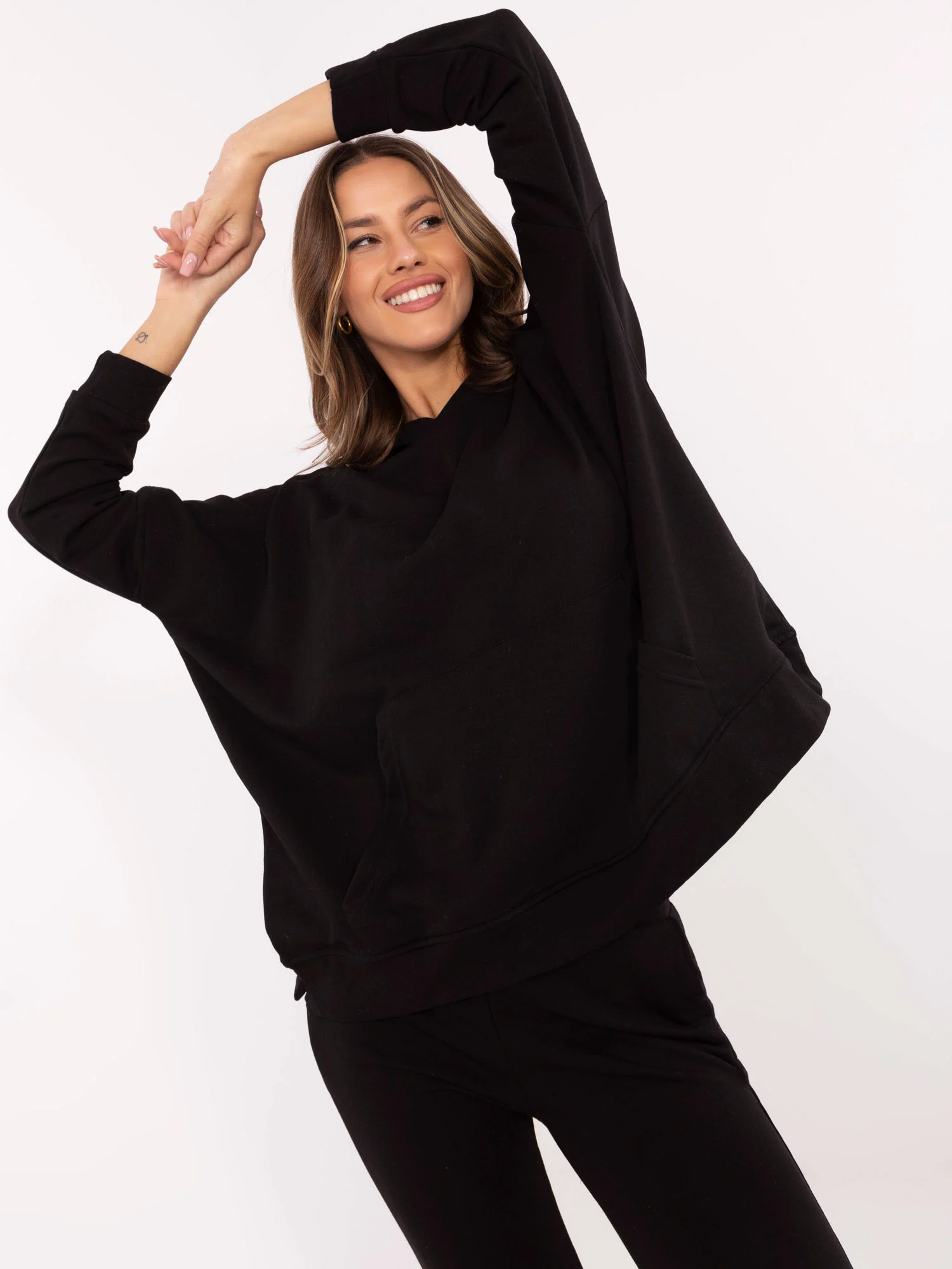 Compleu Dama Maneca lunga, Mansete elastice, My Red Lips, Negru Casual - imagine 6