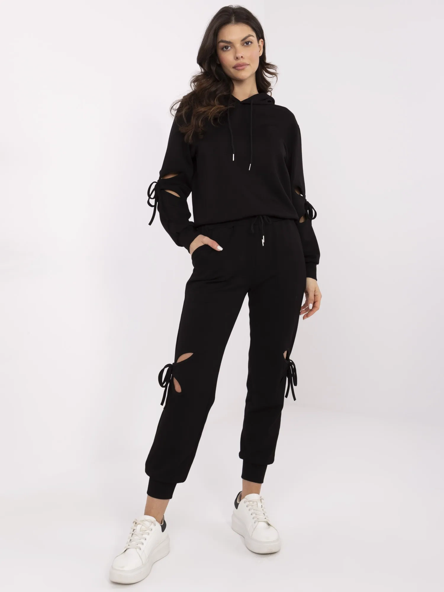 Compleu Dama Maneca lunga, Mansete elastice, Vinceotto, Negru Casual - imagine 2