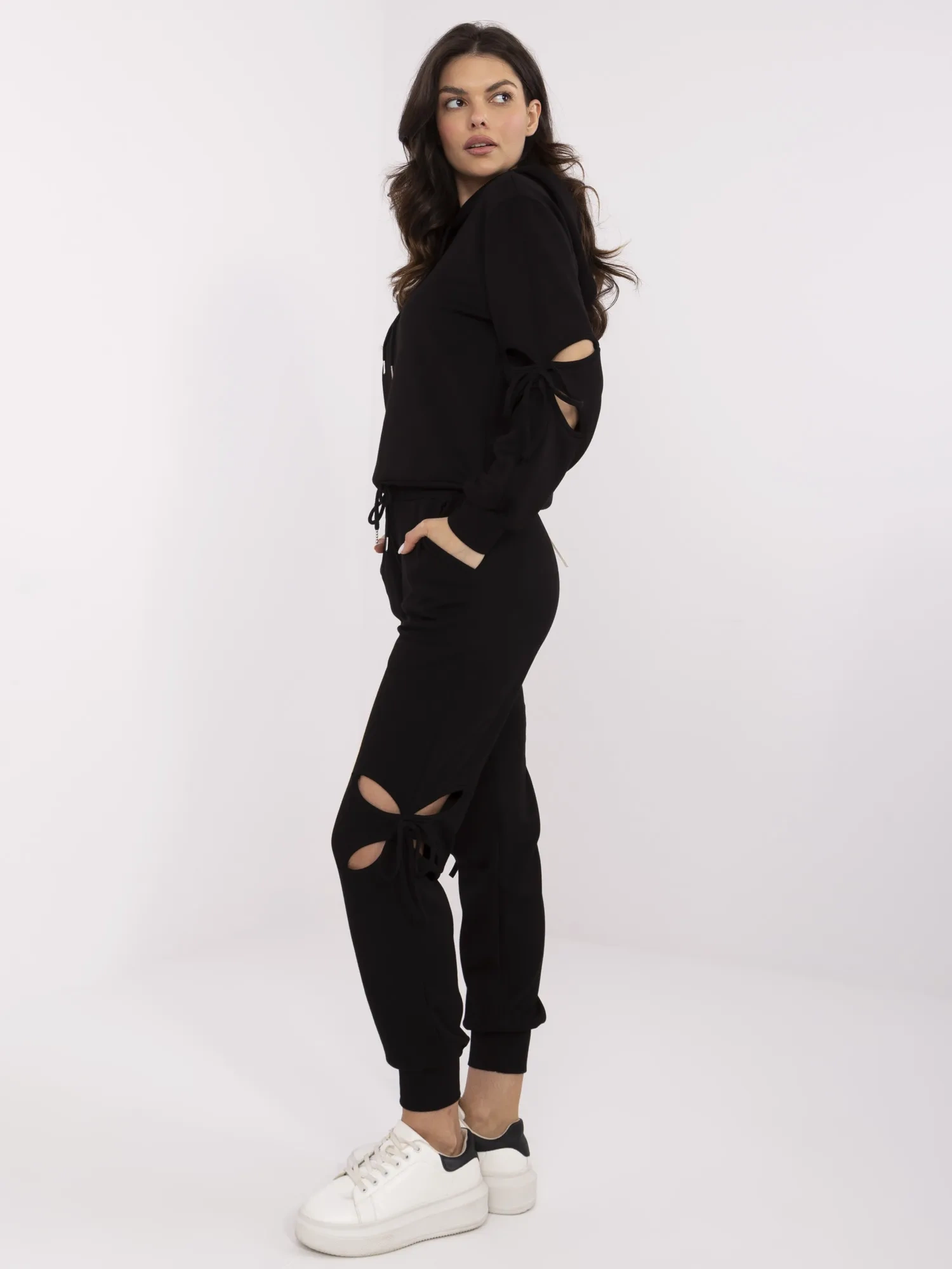 Compleu Dama Maneca lunga, Mansete elastice, Vinceotto, Negru Casual - imagine 3