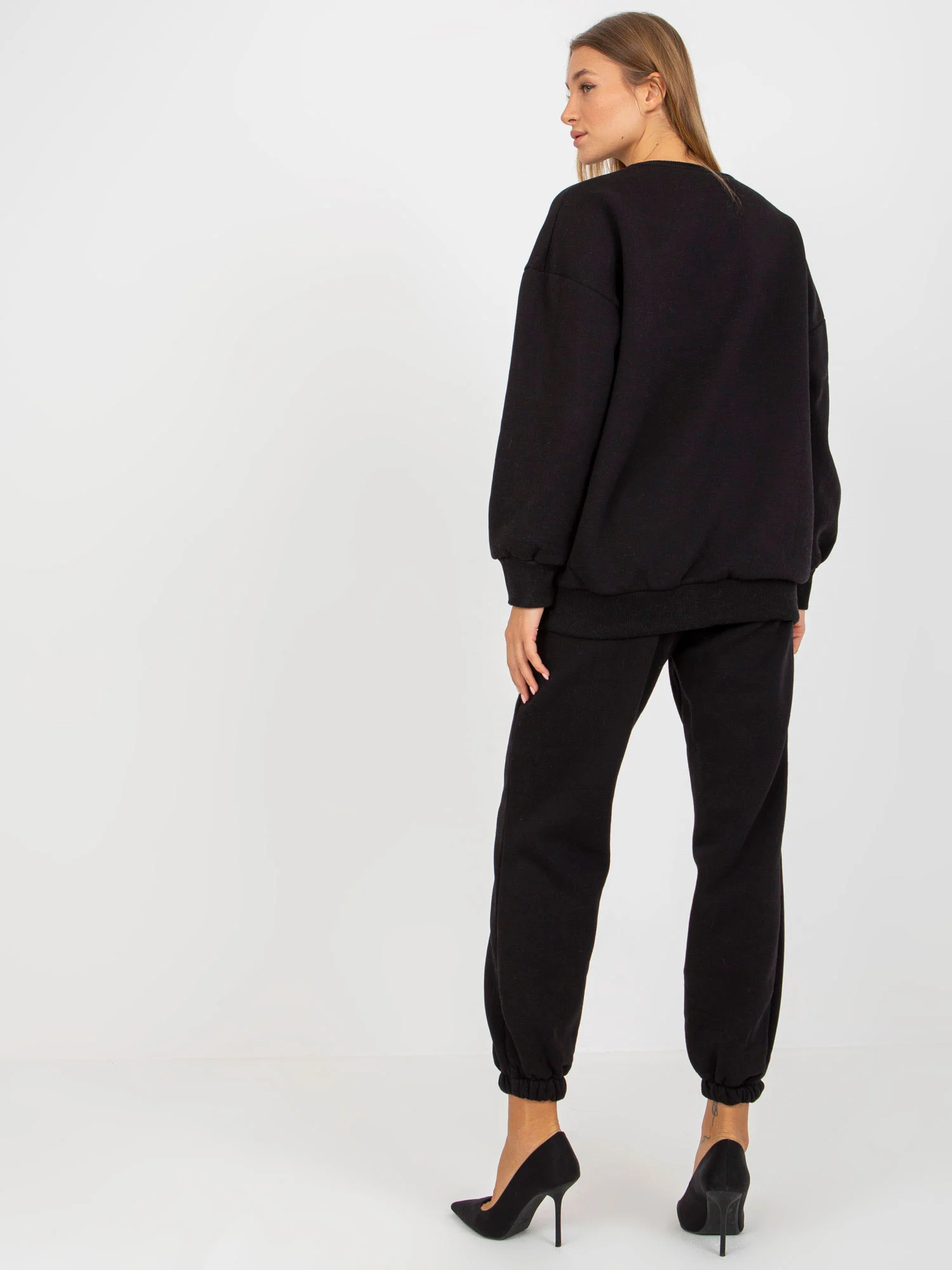 Compleu Dama Maneca lunga, Mansete elastice, ex moda, Negru Casual - imagine 3
