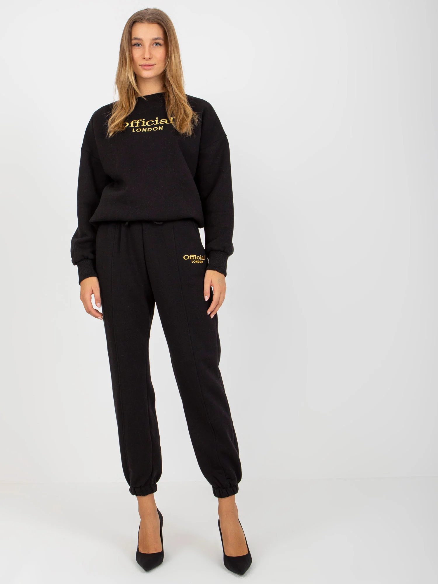 Compleu Dama Maneca lunga, Mansete elastice, ex moda, Negru Casual - imagine 6