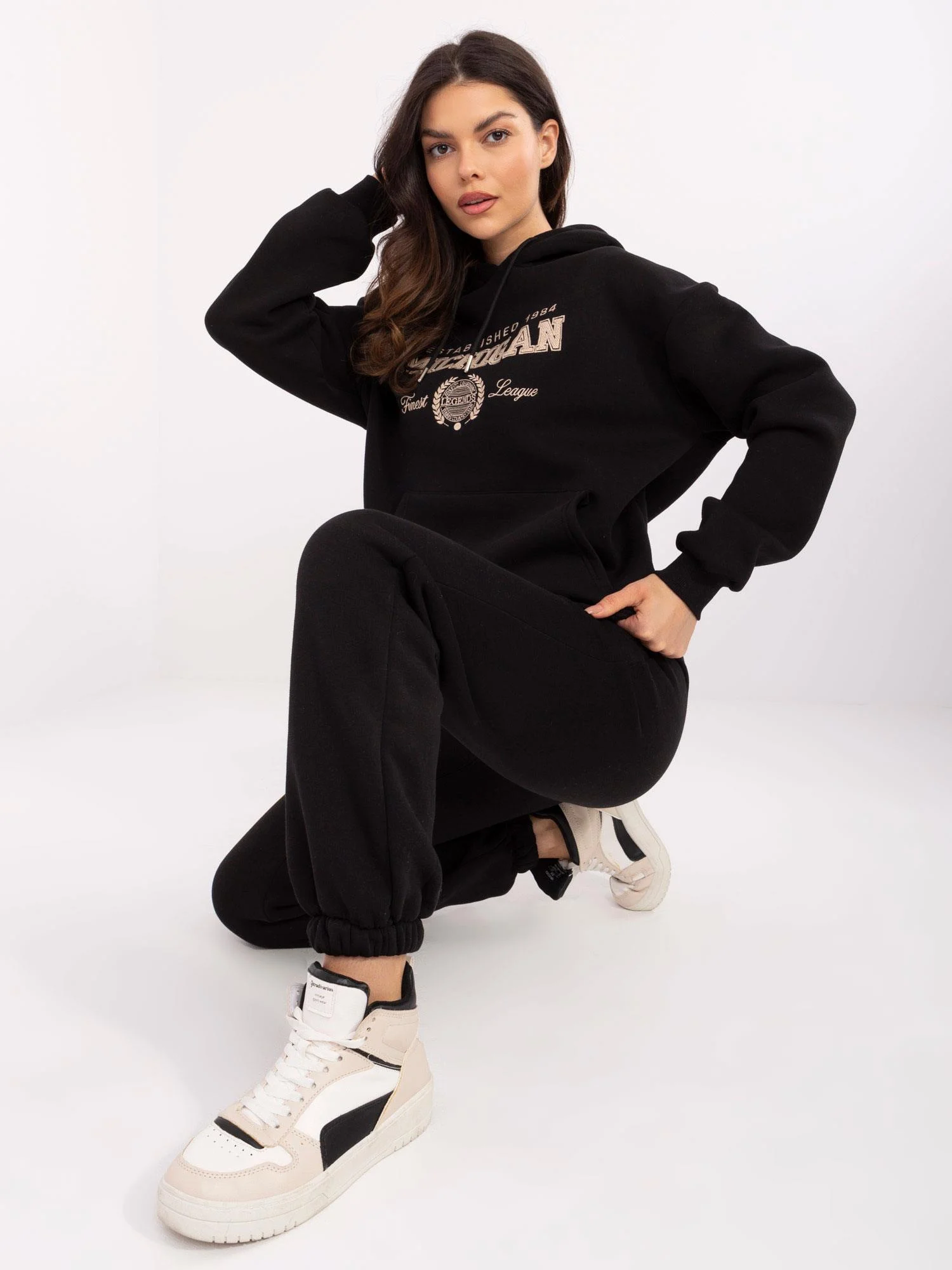 Compleu Dama Maneca lunga, Mansete elastice, Calimera, Negru Casual - imagine 6