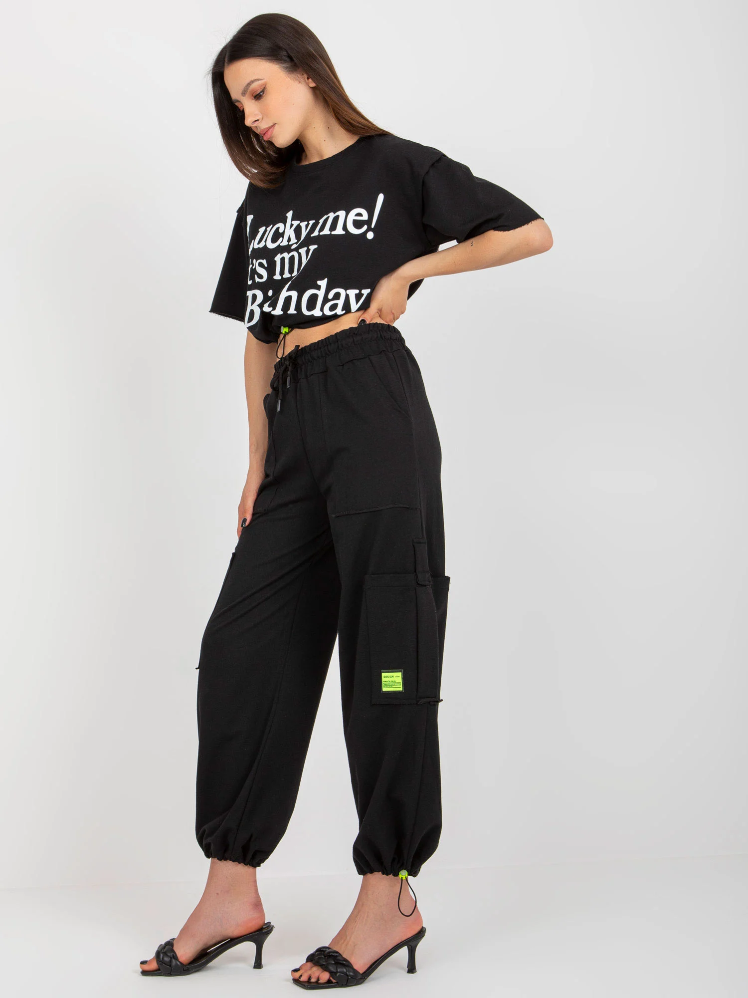 Compleu Dama Mini, Mansete elastice, BADU, Negru Casual - imagine 5