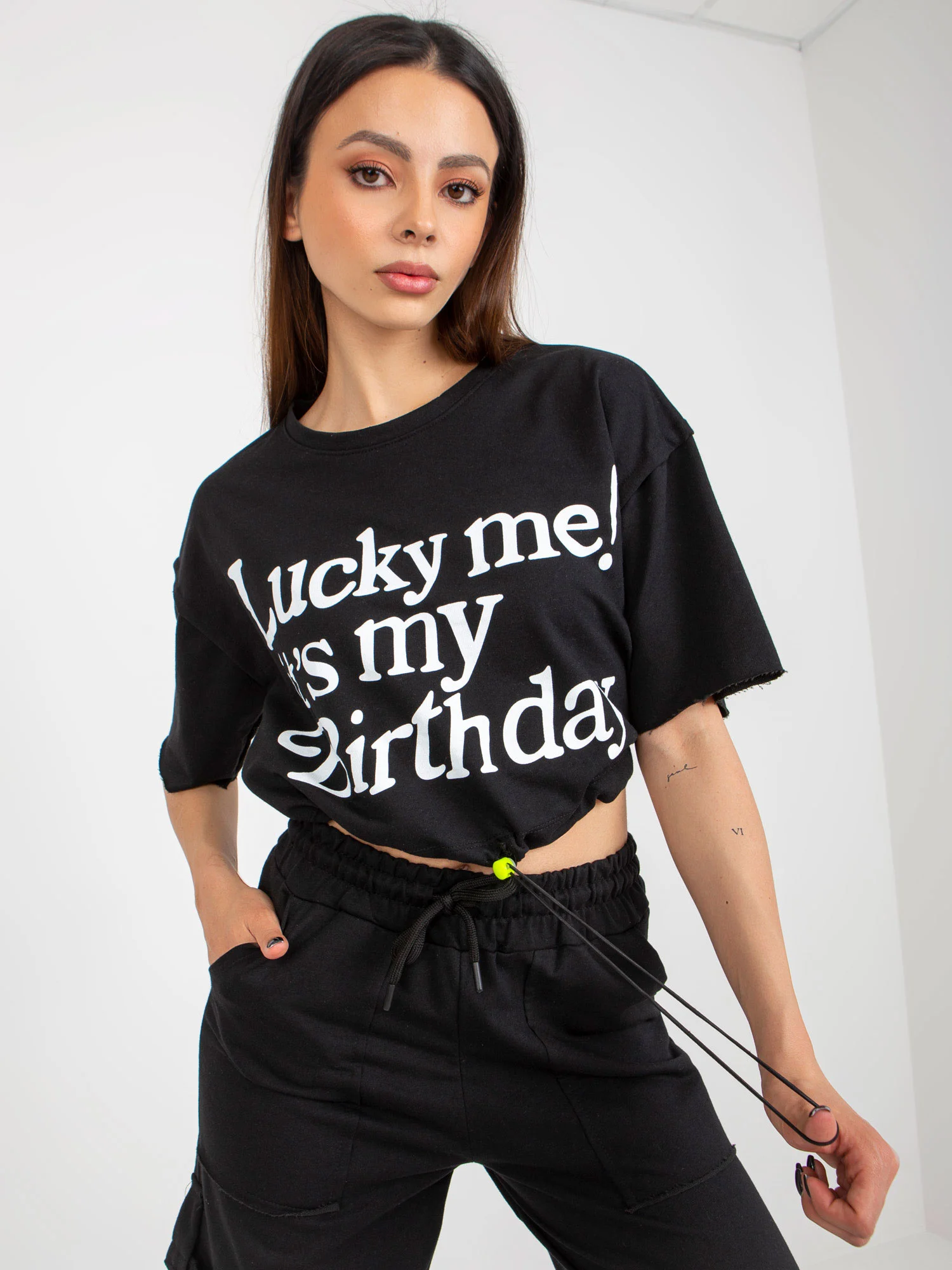 Compleu Dama Mini, Mansete elastice, BADU, Negru Casual - imagine 3