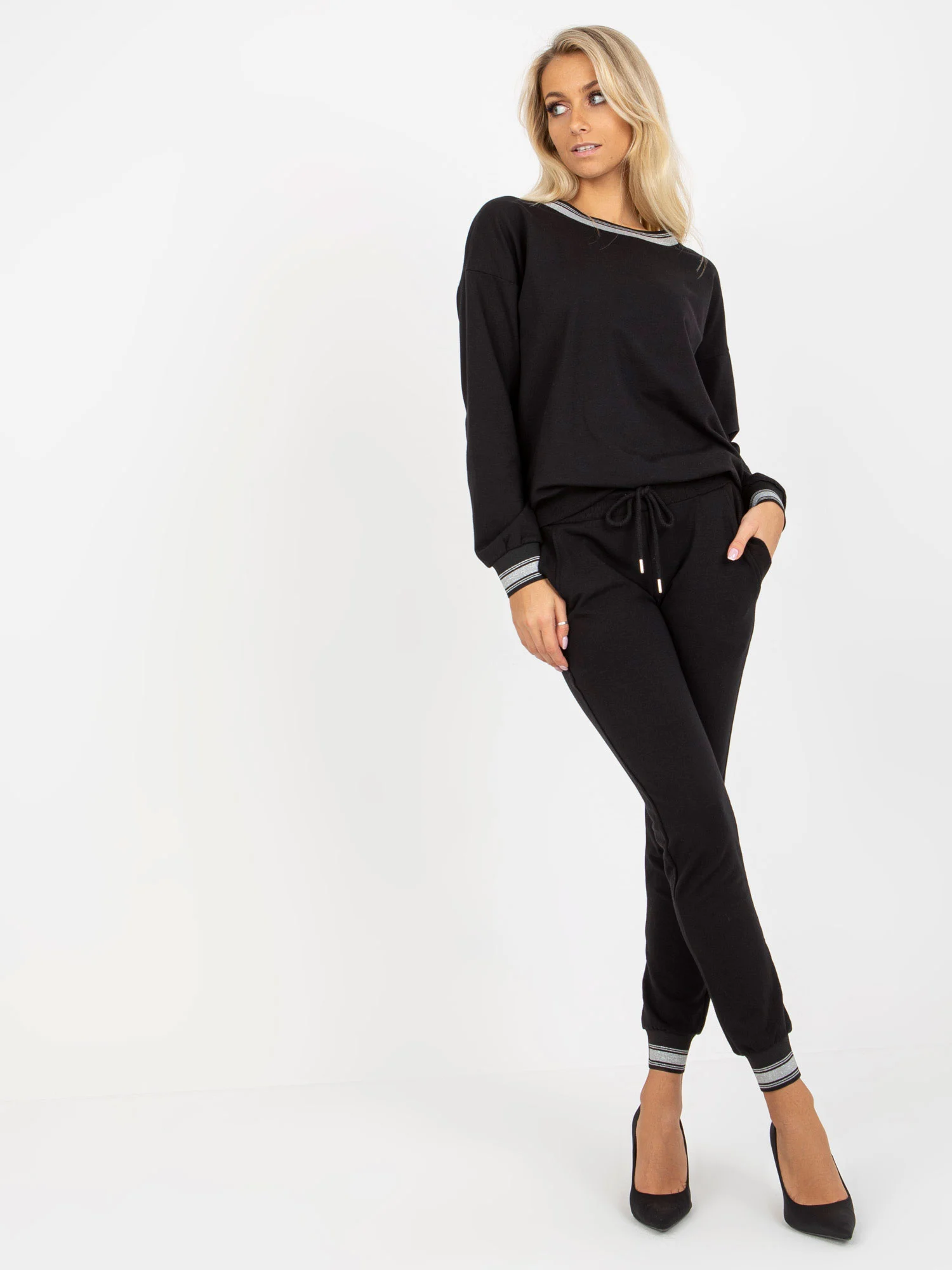 Compleu Dama Maneca lunga, Mansete elastice, RELEVANCE, Negru Casual - imagine 4