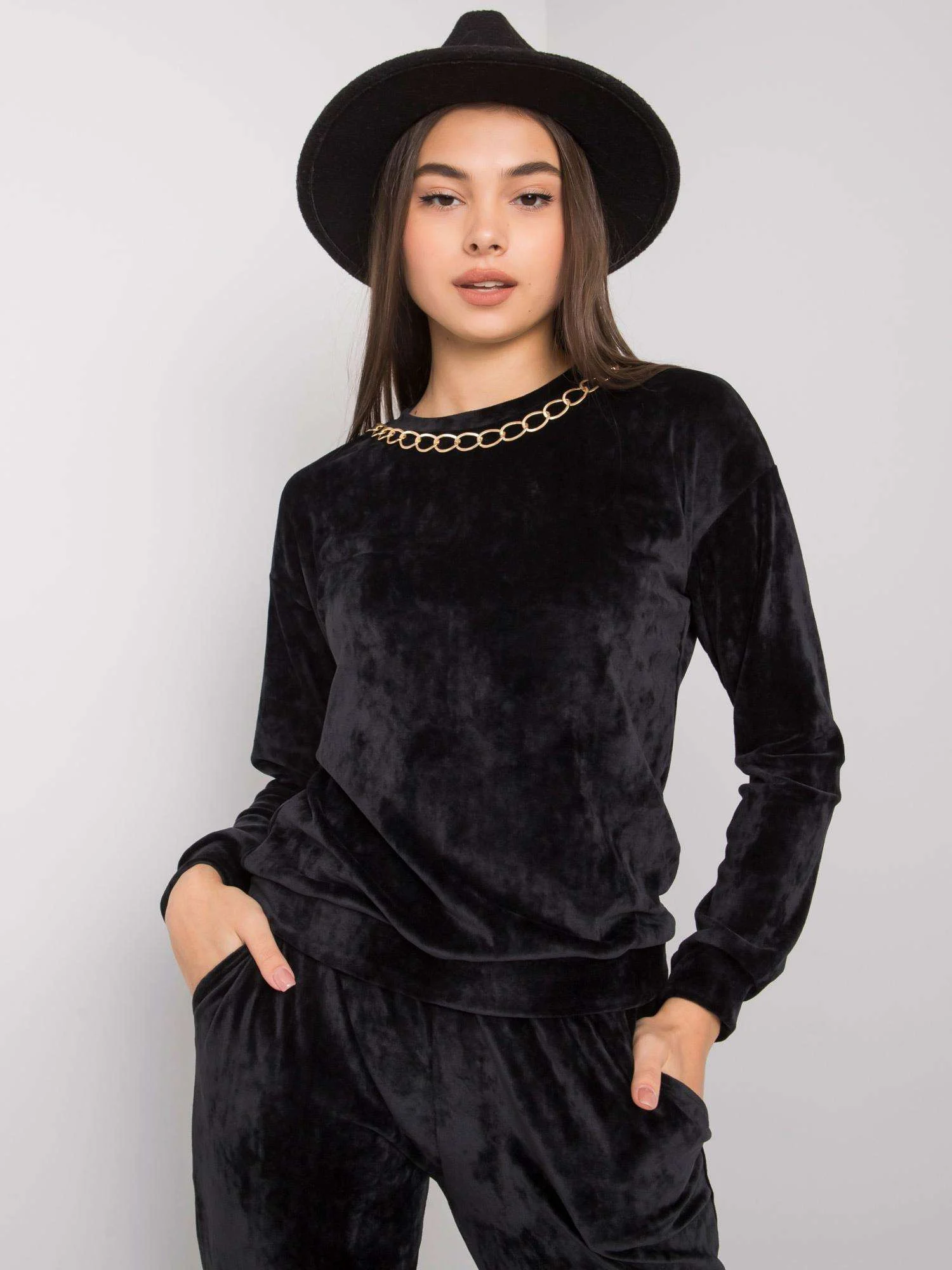 Compleu Dama Maneca lunga, Decolteu rotund, LAKERTA, Negru - imagine 6