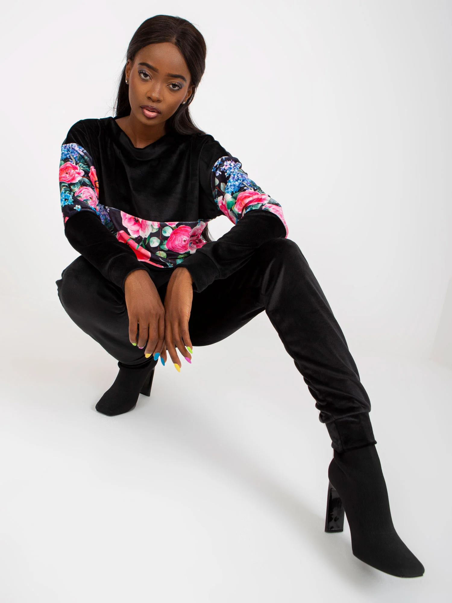 Compleu Dama Maneca lunga, Mansete elastice, RUE PARIS, Negru Eleganta Office - imagine 7