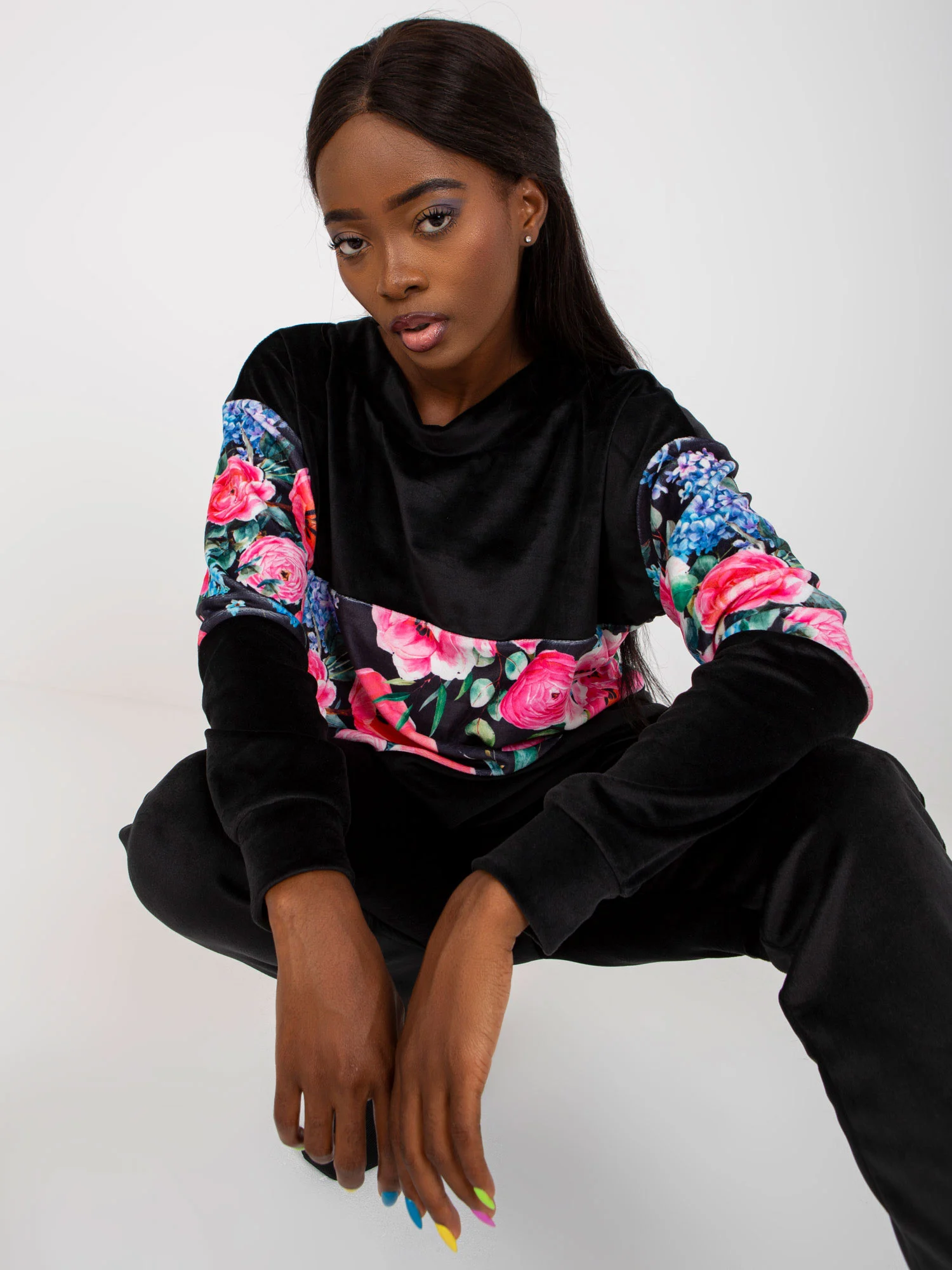 Compleu Dama Maneca lunga, Mansete elastice, RUE PARIS, Negru Eleganta Office - imagine 4