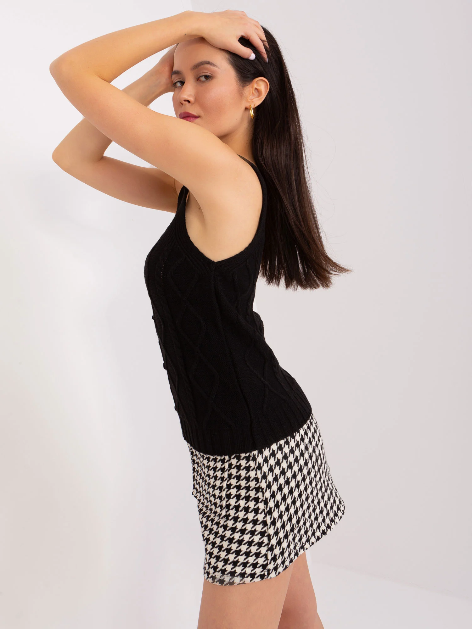 Compleu Dama Maneca lunga, Guler inalt, BADU, Negru Eleganta Office - imagine 7