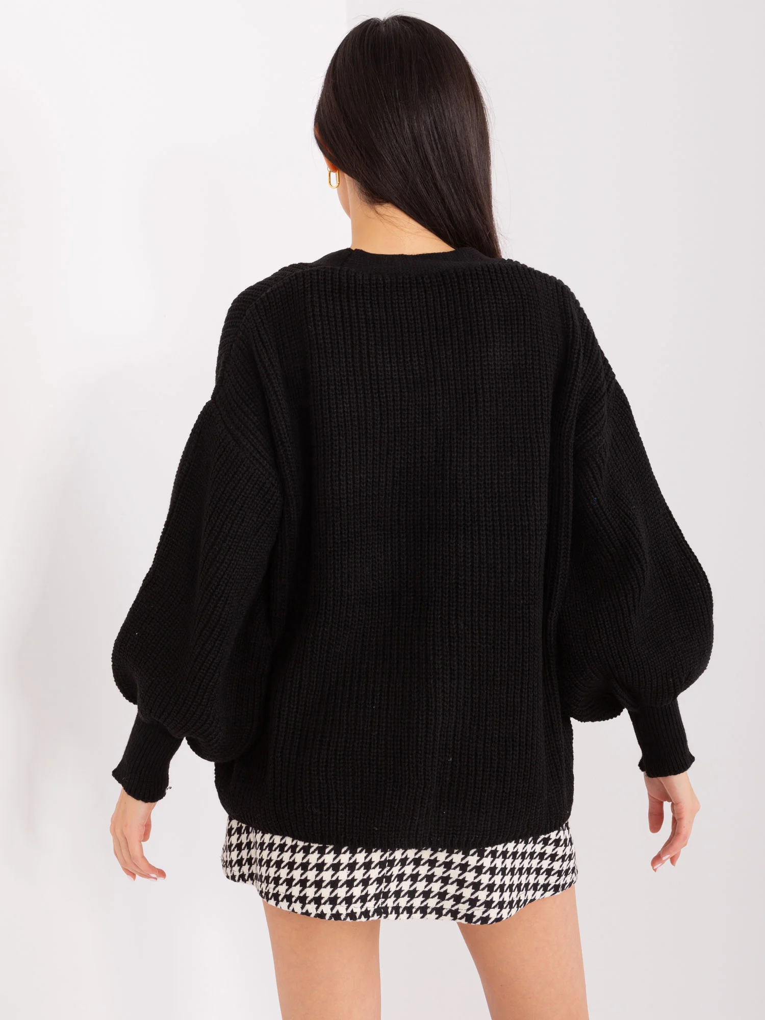Compleu Dama Maneca lunga, Guler inalt, BADU, Negru Eleganta Office - imagine 4