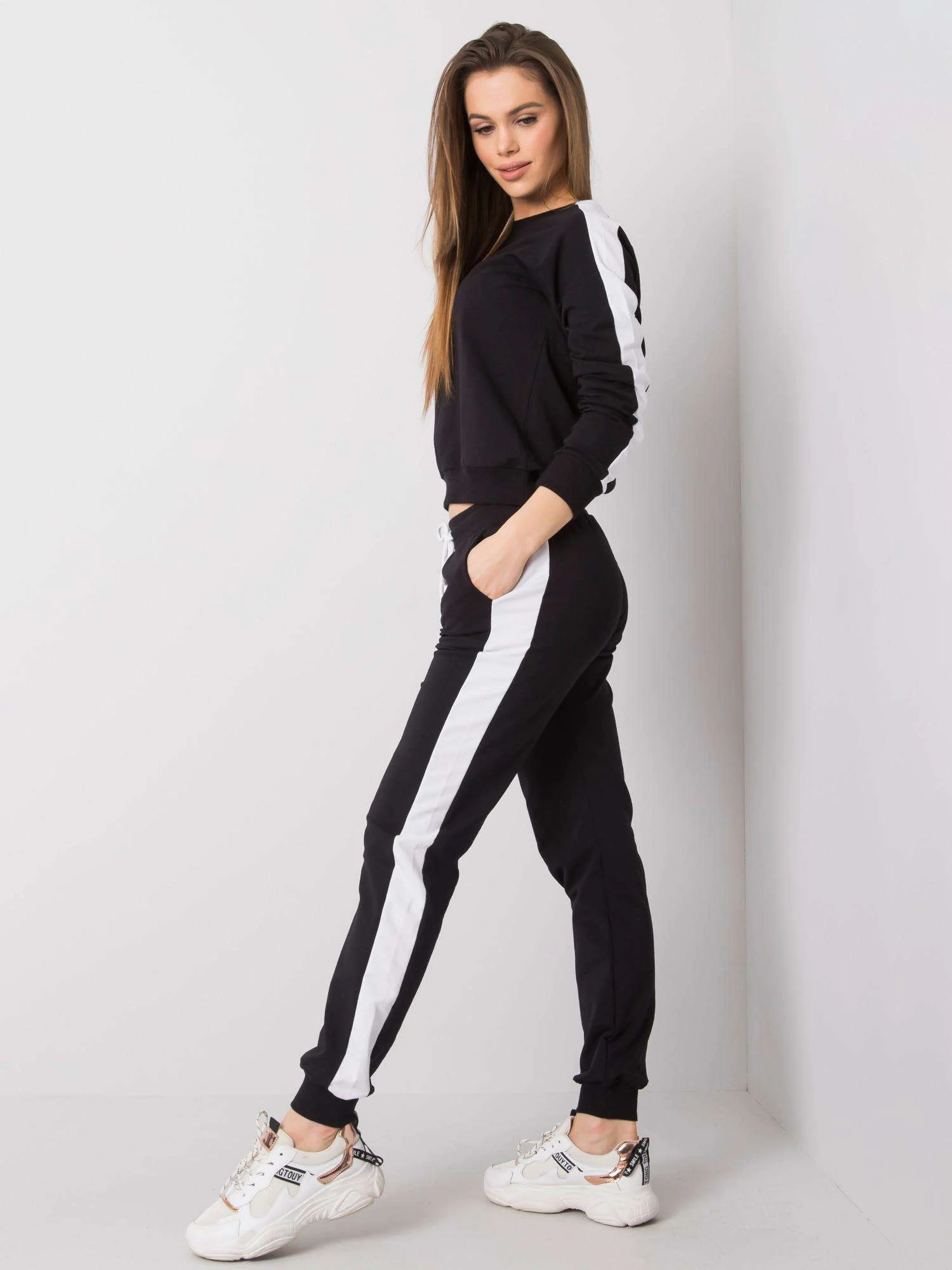 Compleu Dama Maneca lunga, Sport, RUE PARIS, Negru Casual - imagine 5