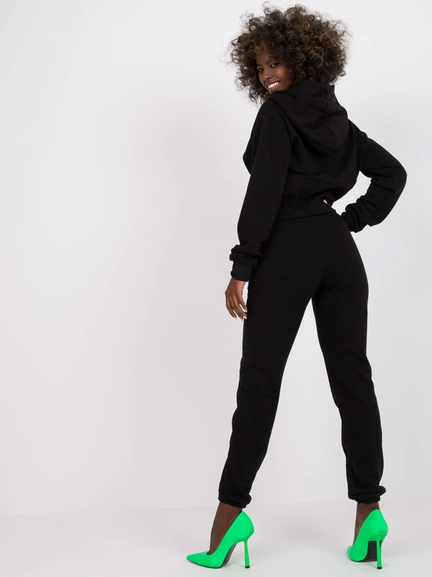 Compleu Dama Maneca lunga, Mansete elastice, ex moda, Negru - Image 3