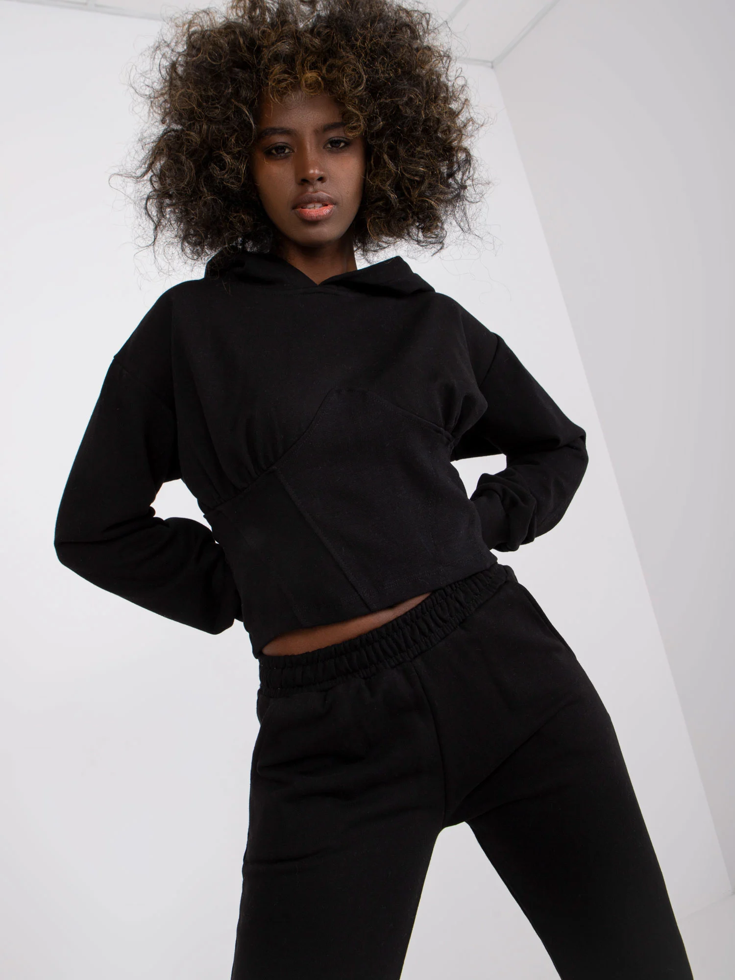 Compleu Dama Maneca lunga, Mansete elastice, ex moda, Negru - Image 6