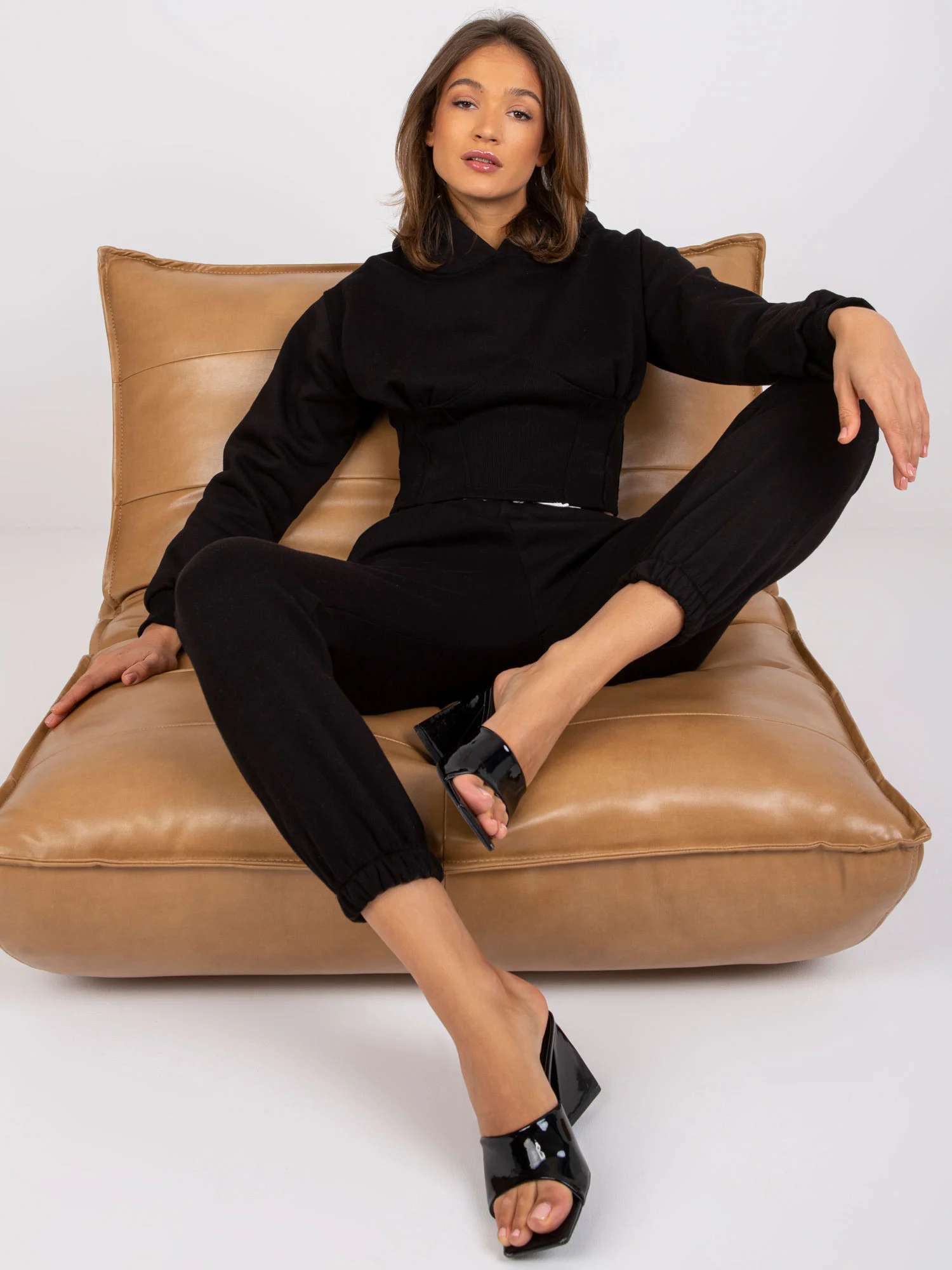 Compleu Dama Maneca lunga, Mansete elastice, ex moda, Negru - imagine 8