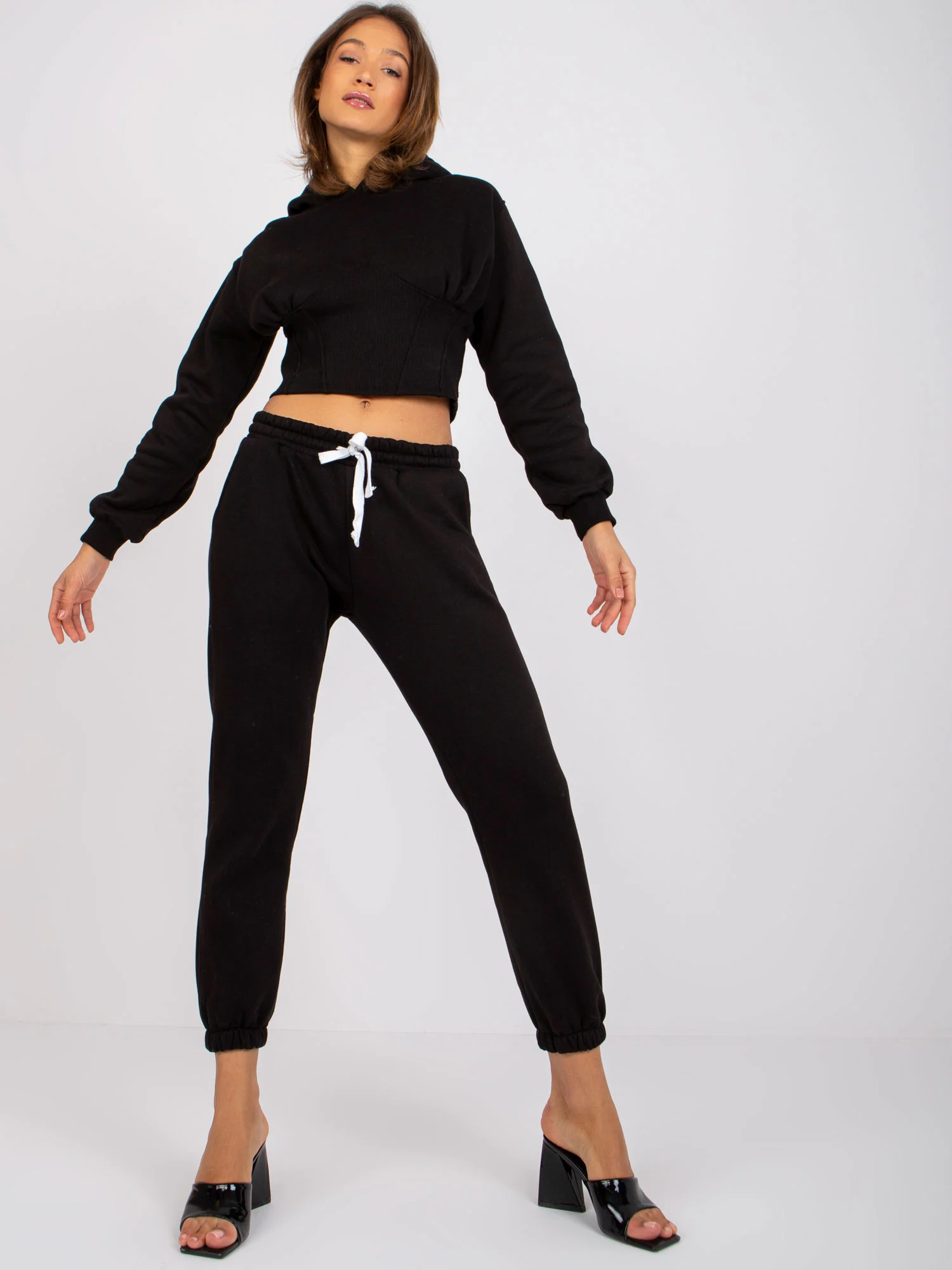 Compleu Dama Maneca lunga, Mansete elastice, ex moda, Negru - imagine 5