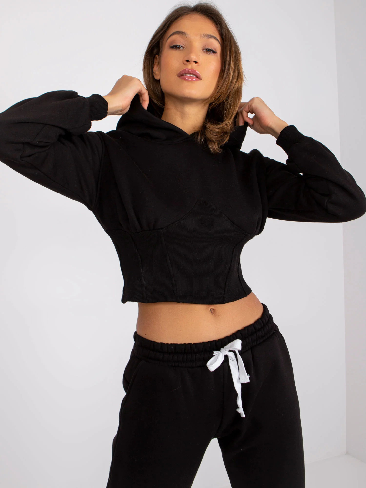 Compleu Dama Maneca lunga, Mansete elastice, ex moda, Negru - imagine 3